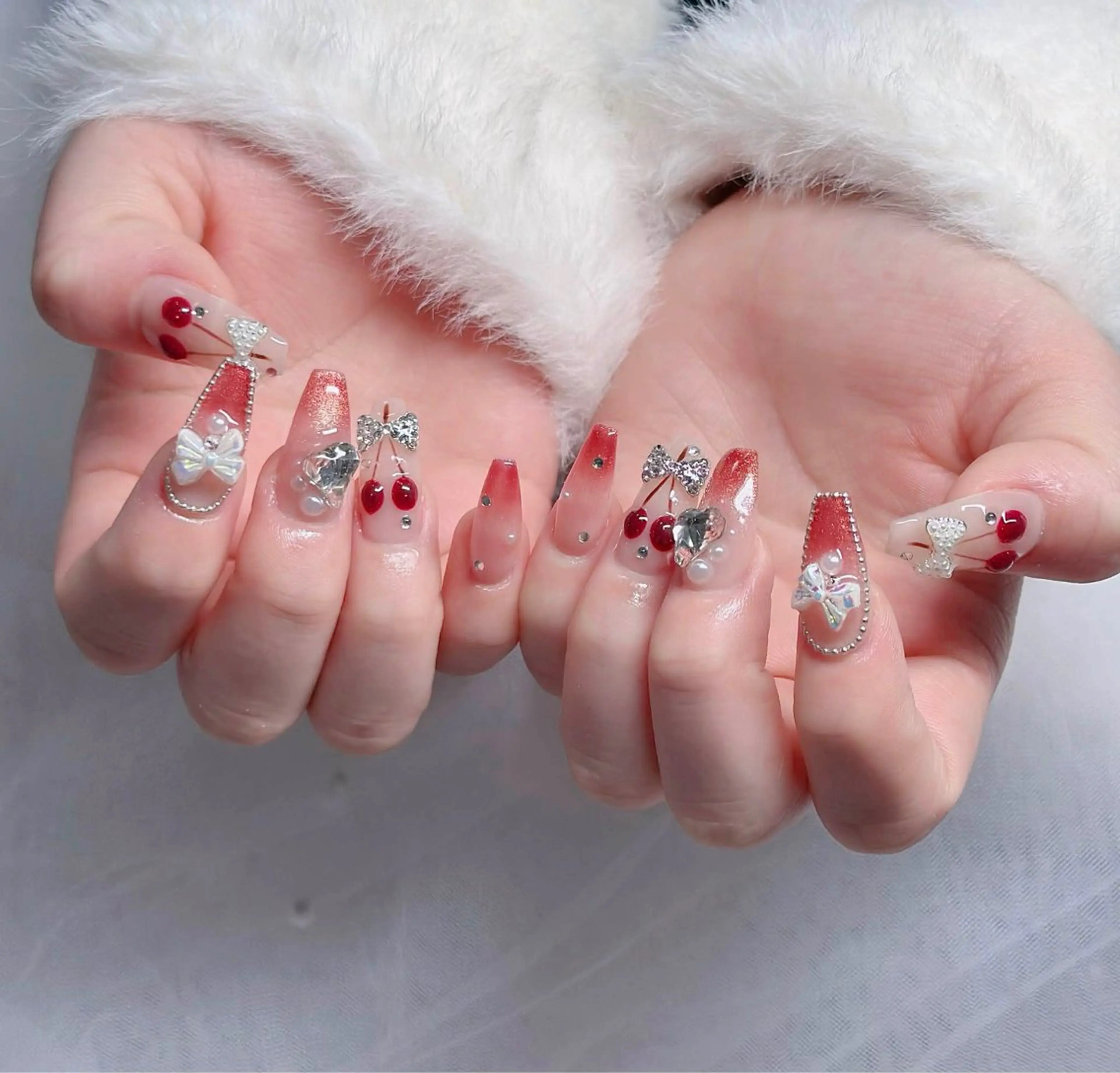 ネイル アートネイル ボルドー フレンチネイル ジェルネイル 氷ネイル・うるうるネイル ハンドネイル H.baby Nail Salonのネイルデザイン