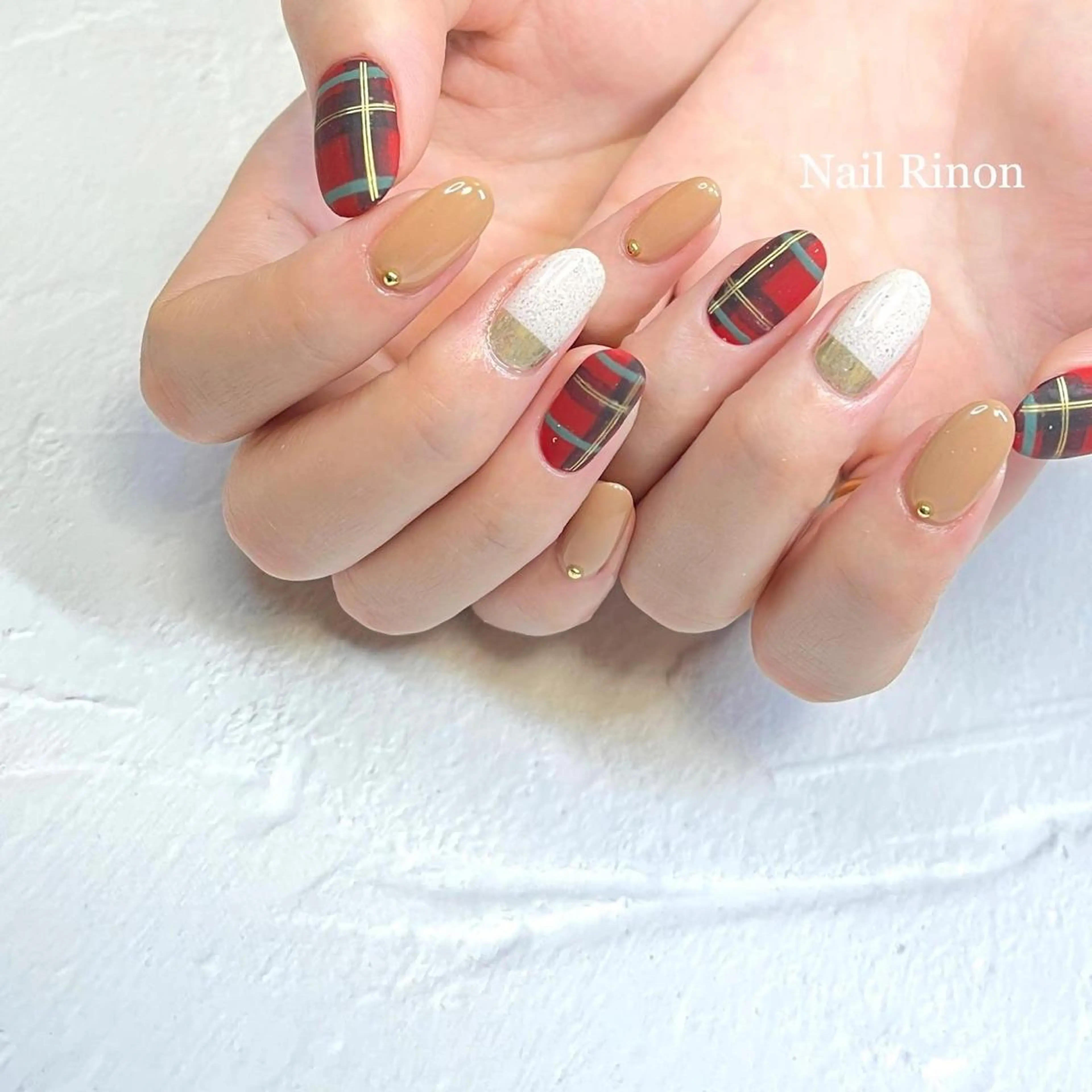 ネイル 持ち込み 冬ネイル クリスマス ハンドネイル Nail Rinonのネイルデザイン
