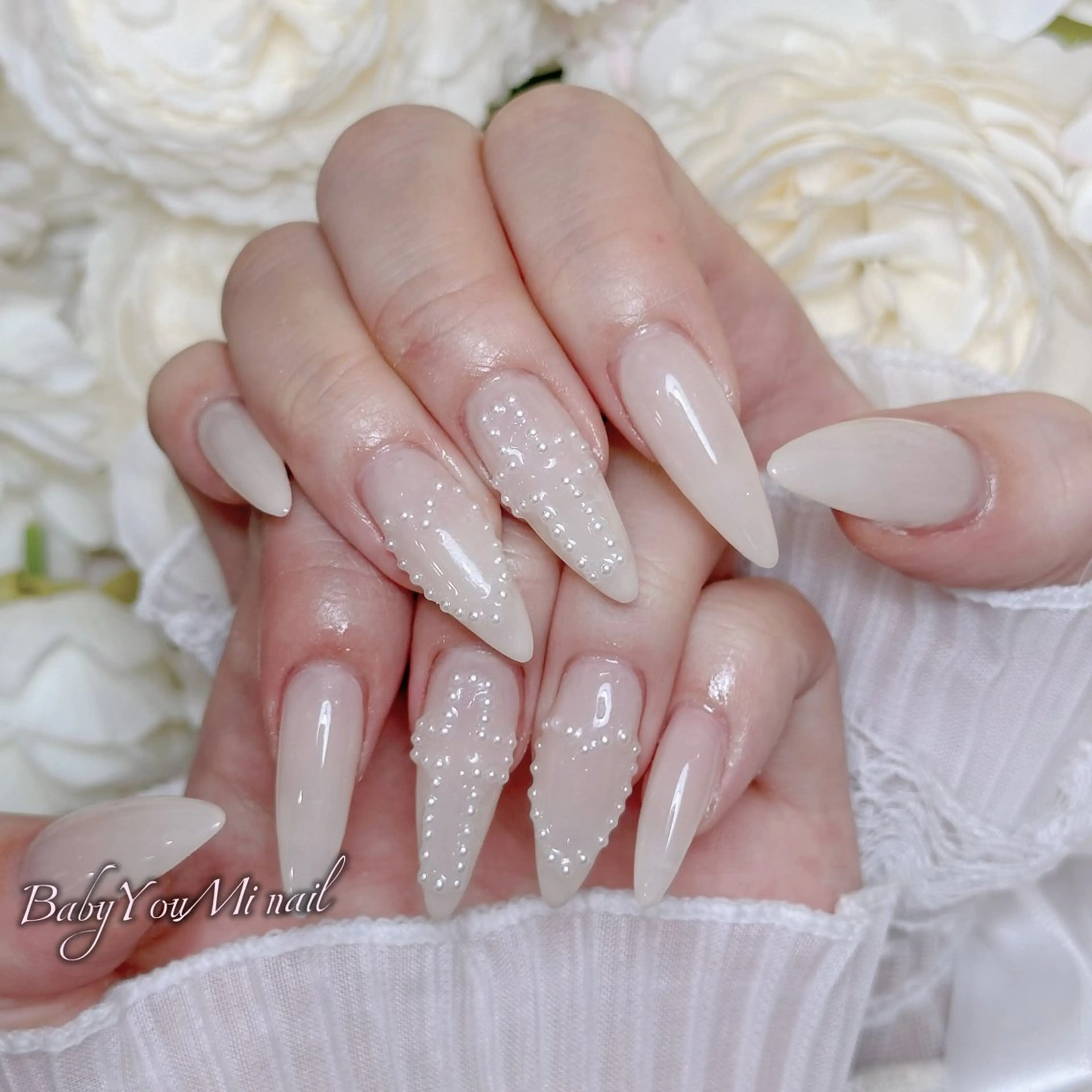 ネイル オーロラネイル チークネイル 成人式 フットネイル フレンチネイル ハンドネイル ハンドケア BabyYouMi nailのネイルデザイン