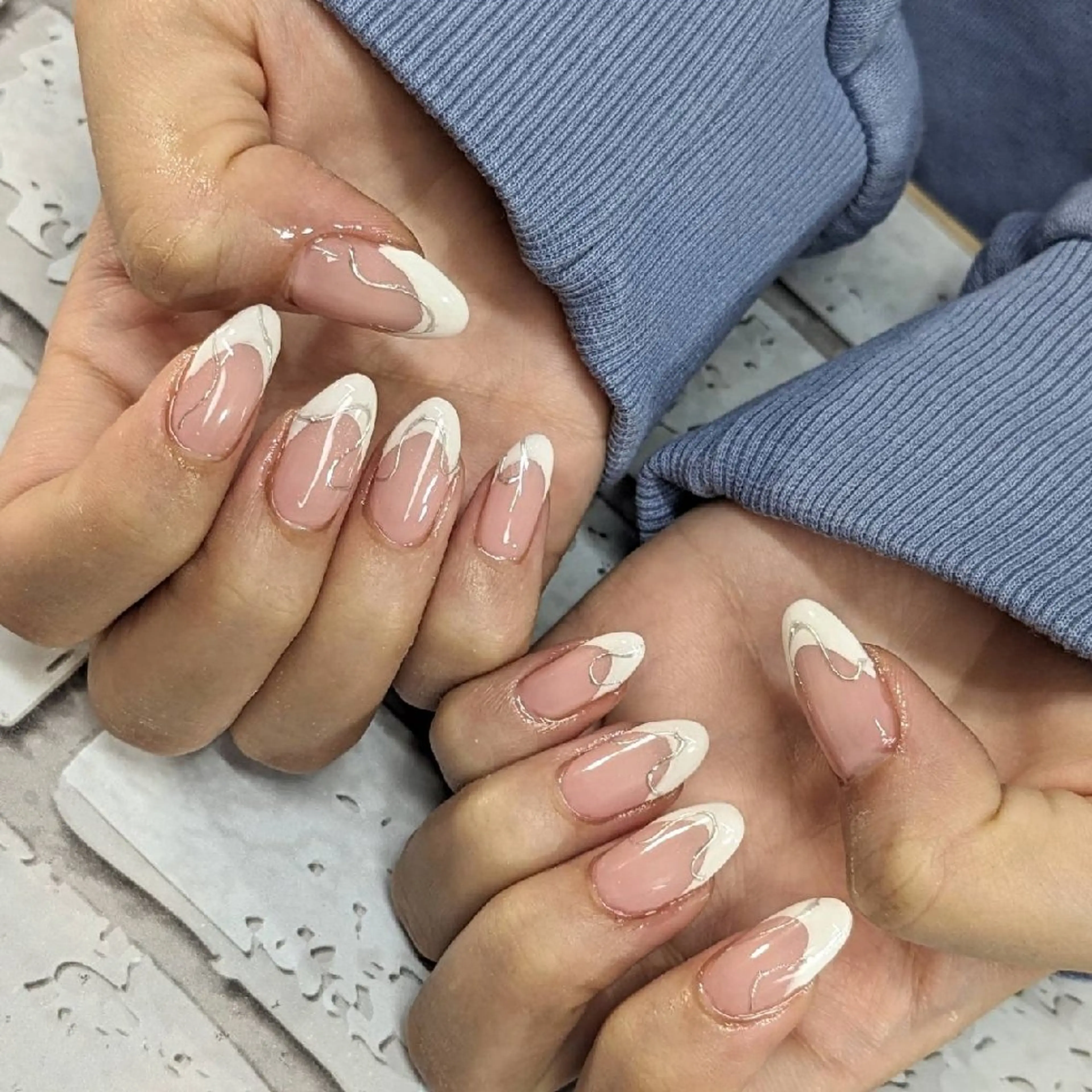 ネイル フレンチネイル ミラーネイル ハンドネイル ネイルサロンベルティ .keikoのネイルデザイン