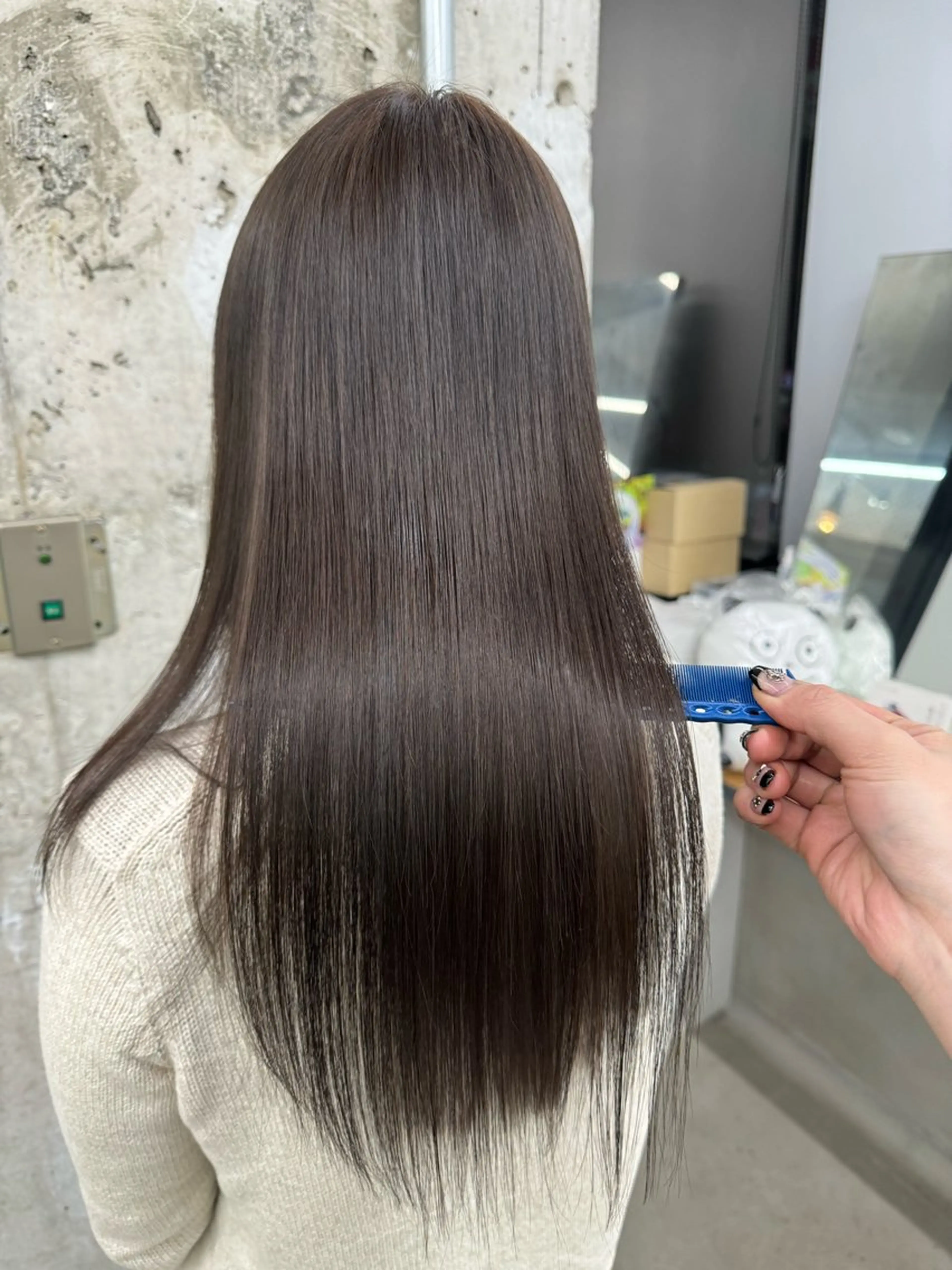 ロング カラー グレージュ カット ヘアカラー トリートメント 髪質改善×艶髪 🤍amane🤍のヘアスタイル