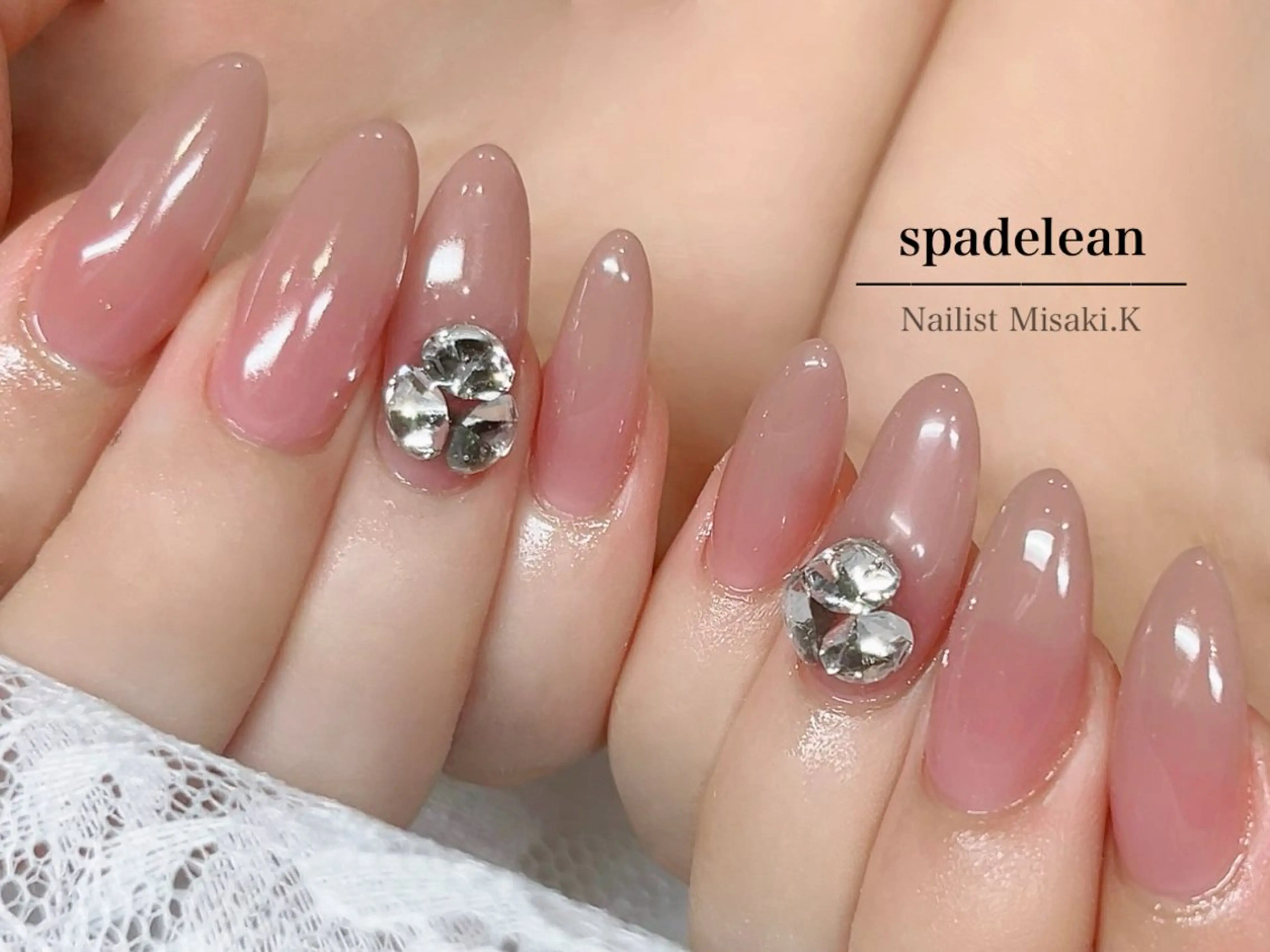 《オフなし🌹長さだし10本》ちゅるん透け感ワンカラー+Vカットストーン1本【オフあり+1100円】の写真