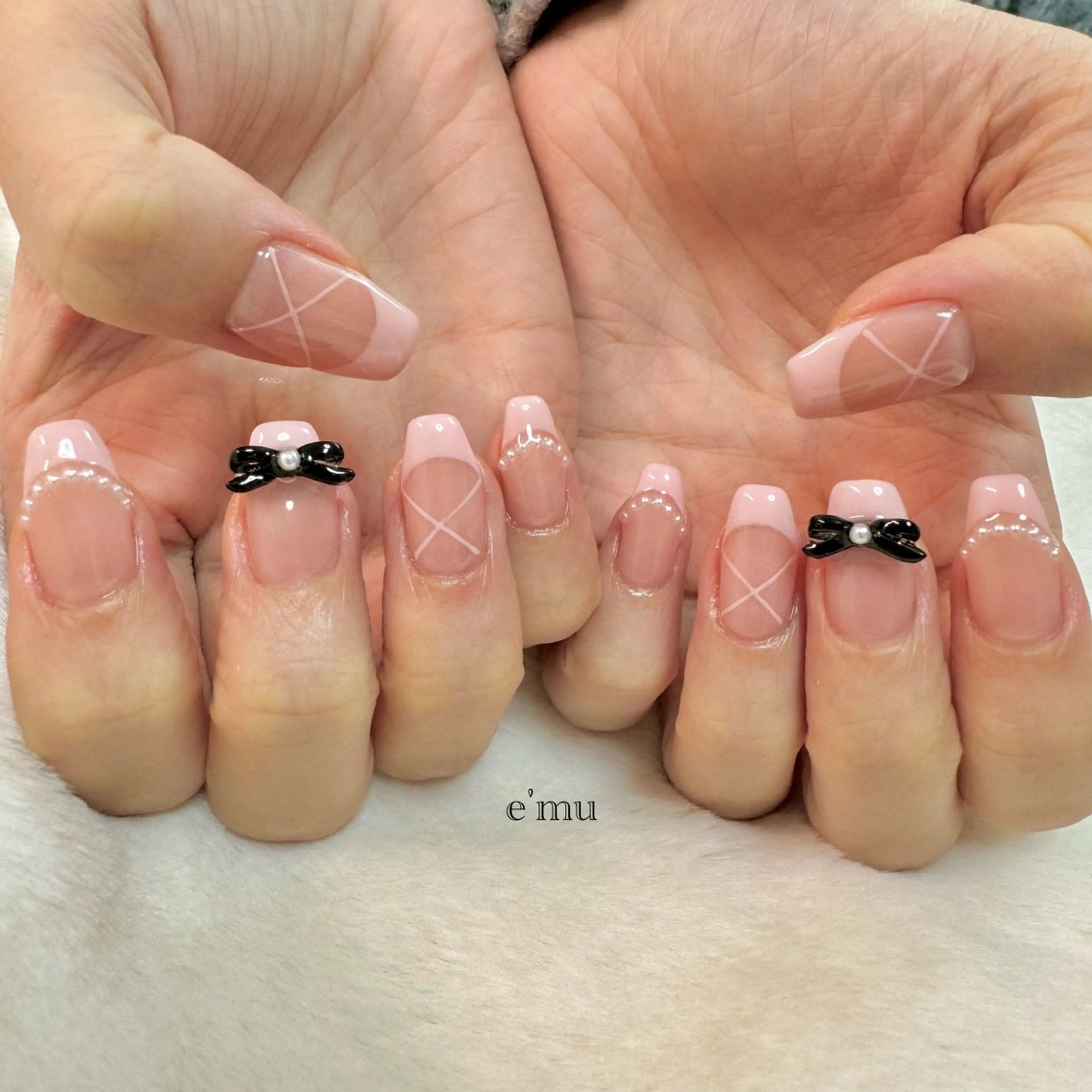 ネイル フレンチネイル ピンク ハンドネイル nail salon e'mu💐のネイルデザイン