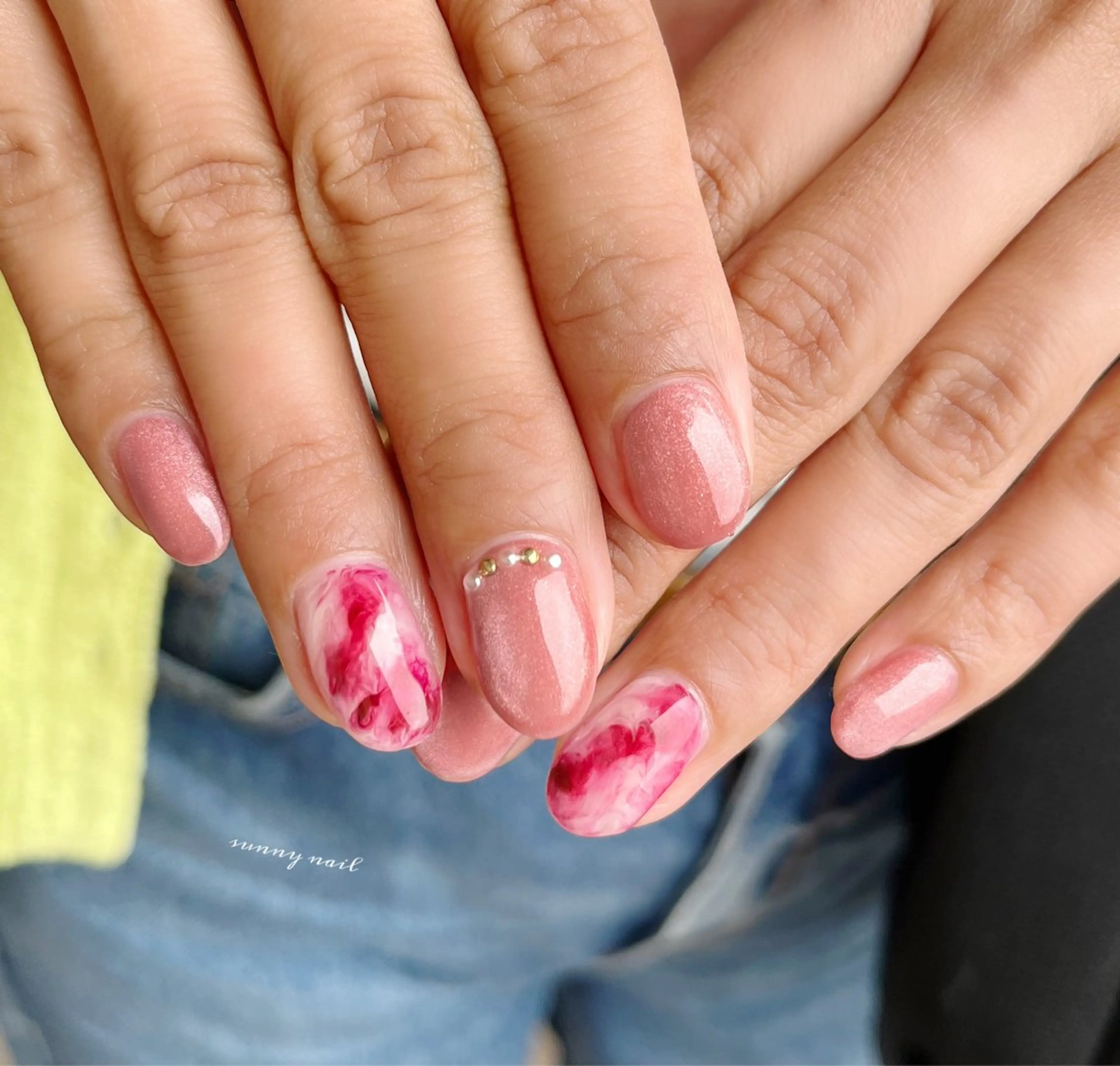 ネイル ボルドー ジェルネイル マグネットネイル 大理石ネイル(マーブル) パラジェル sunny nailのネイルデザイン