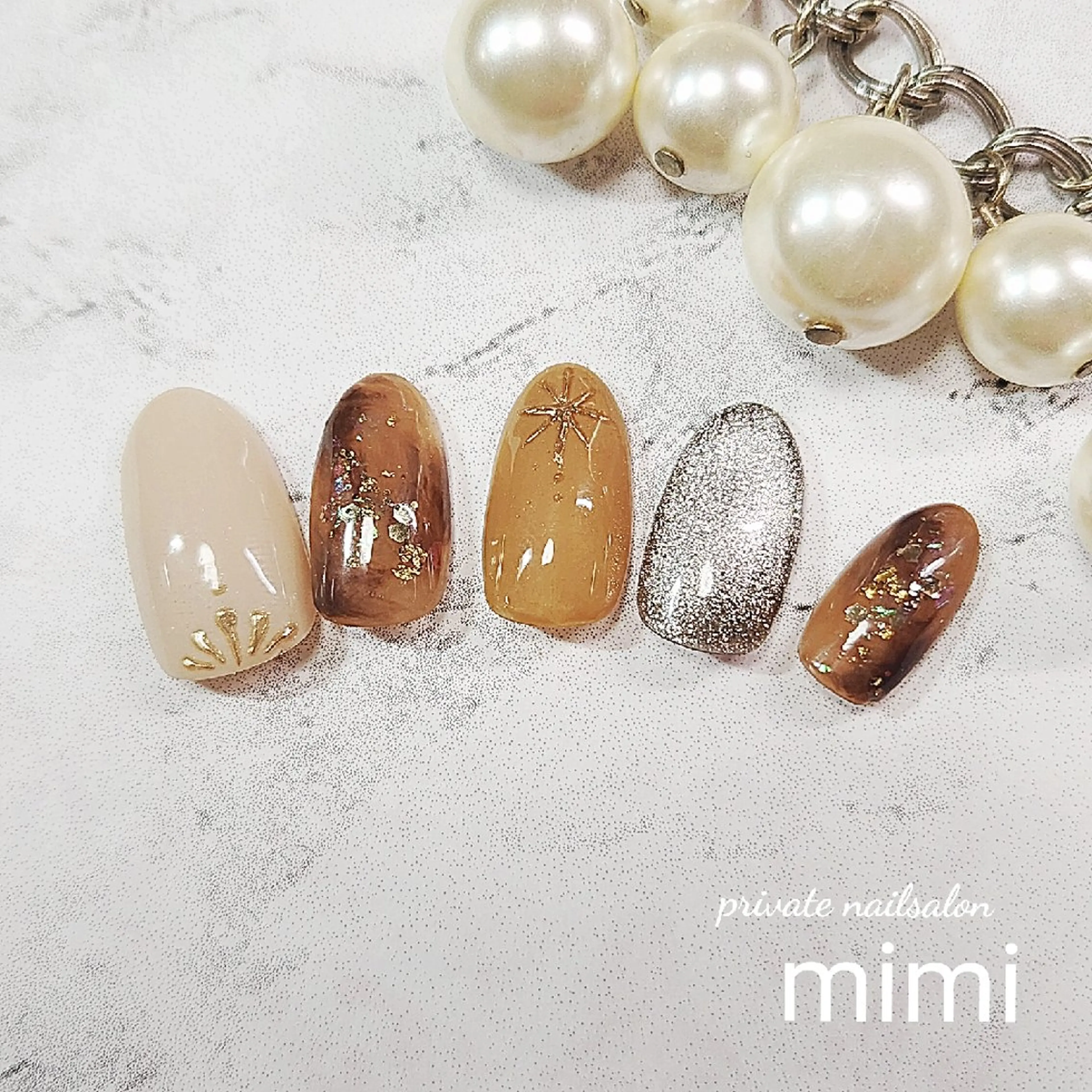 ネイル ブラウン 博多ネイル ｍｉｍｉのネイルデザイン