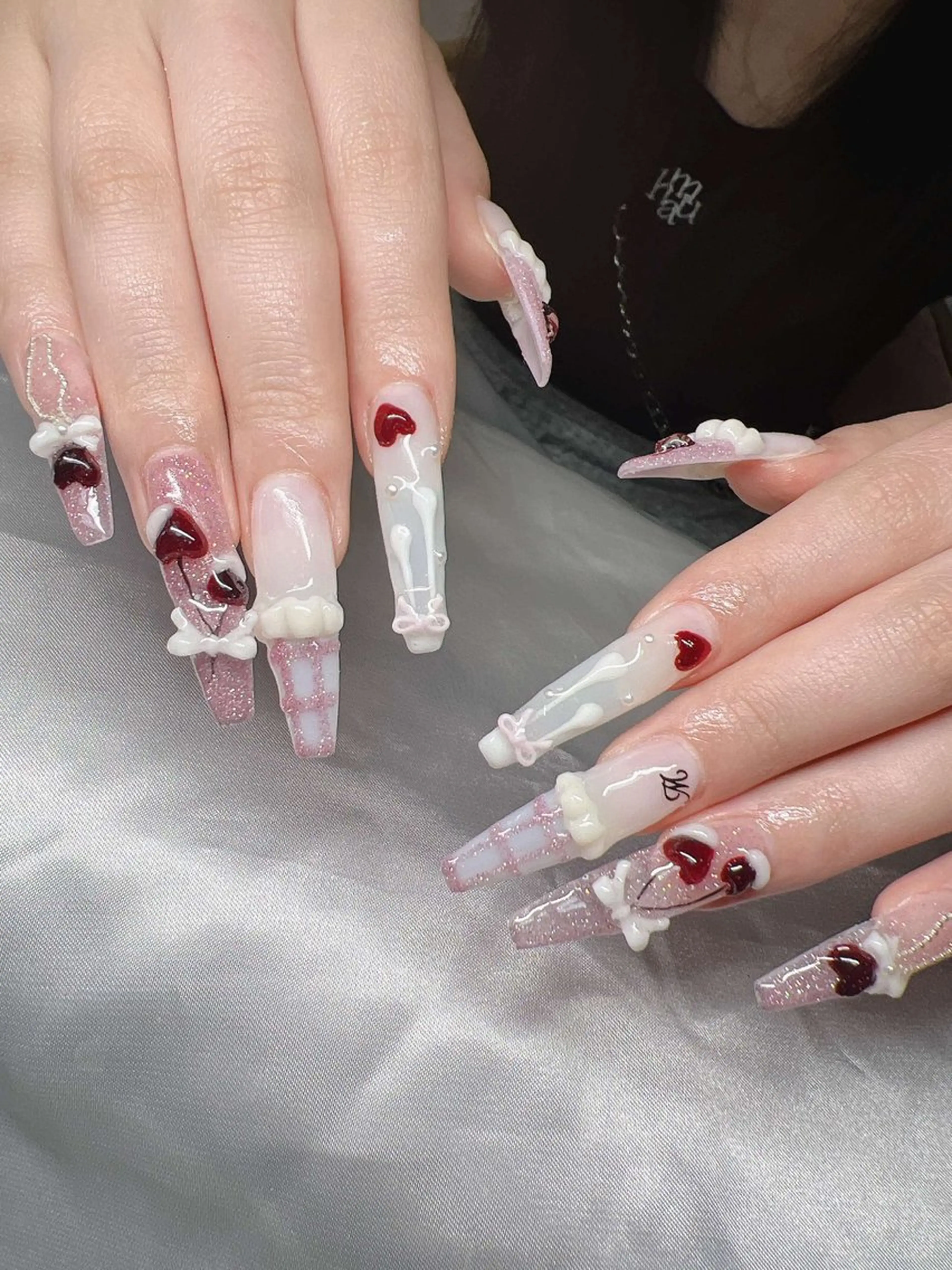 ネイル 長さ出し グラデーション キラキラネイル マグネットネイル ニュアンスネイル ハンドネイル Lee Nails チップ長さだし専門店のネイルデザイン