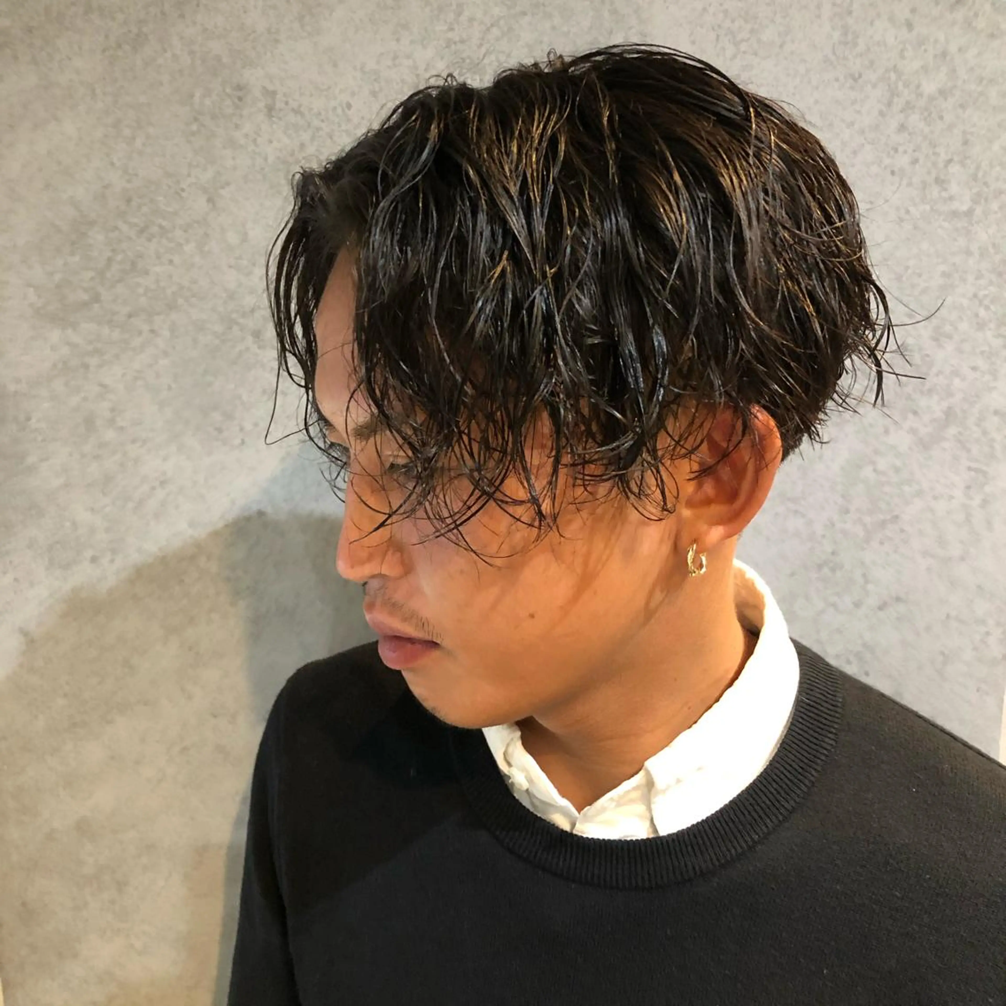 ミディアム カラー パーマ メンズ カット パーマ Minami🩵 新宿のヘアスタイル