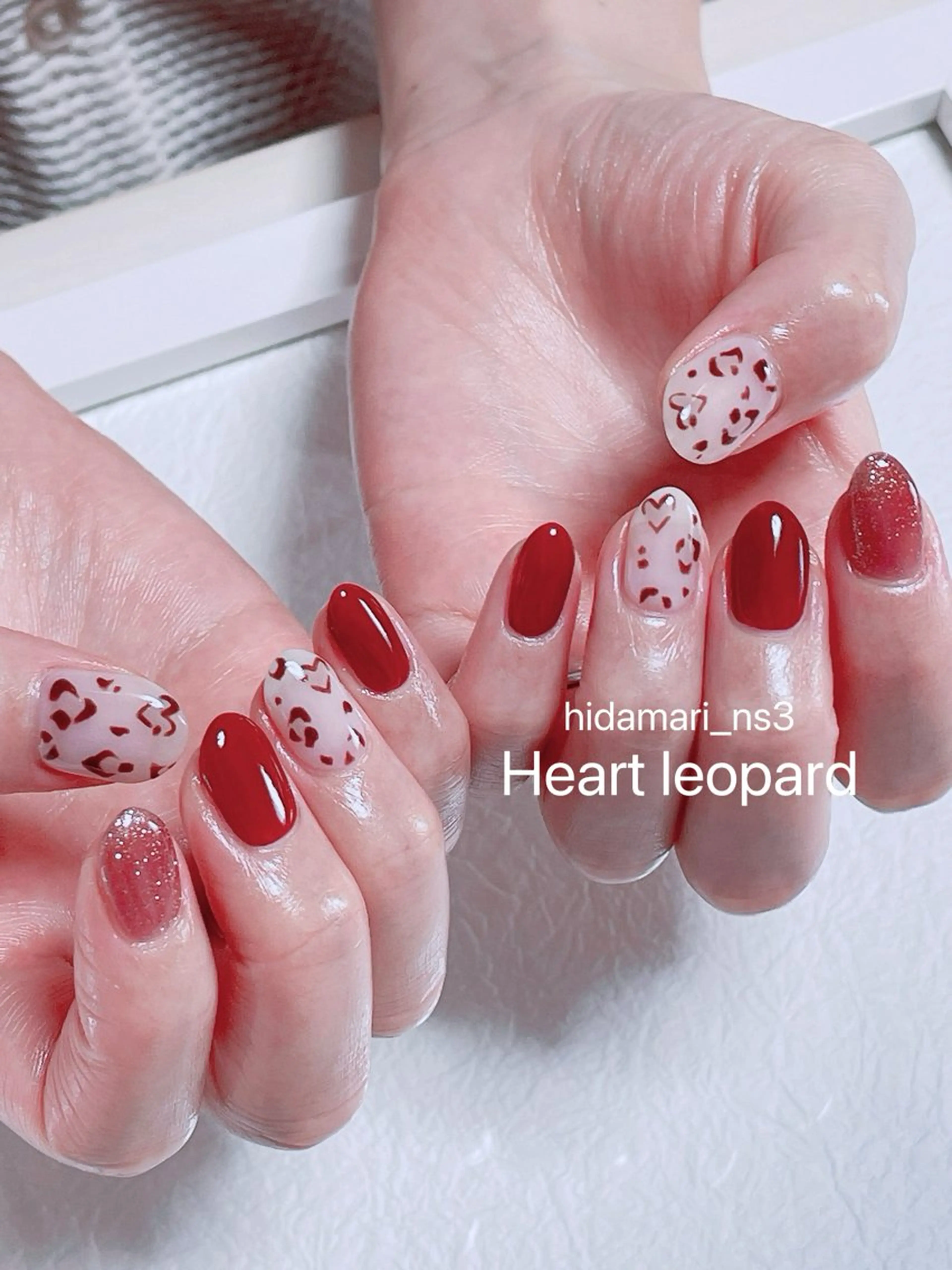 ネイル アニマル柄 ハート 持ち込み ハンドネイル NailSalon ひだまりのネイルデザイン