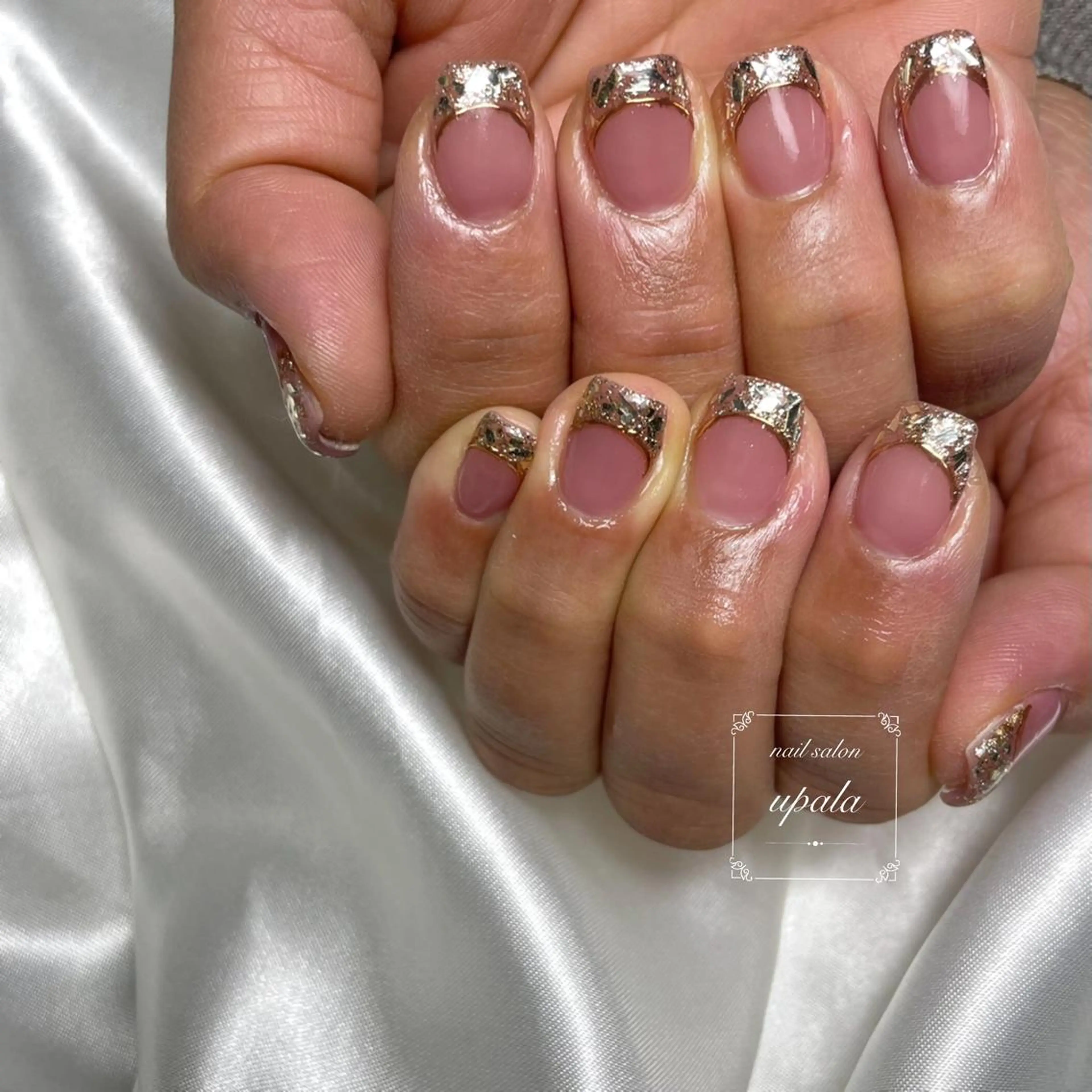 ネイル フレンチネイル ガラスフレンチ ニュアンスネイル 春ネイル ハンドネイル upala Mayukoのネイルデザイン