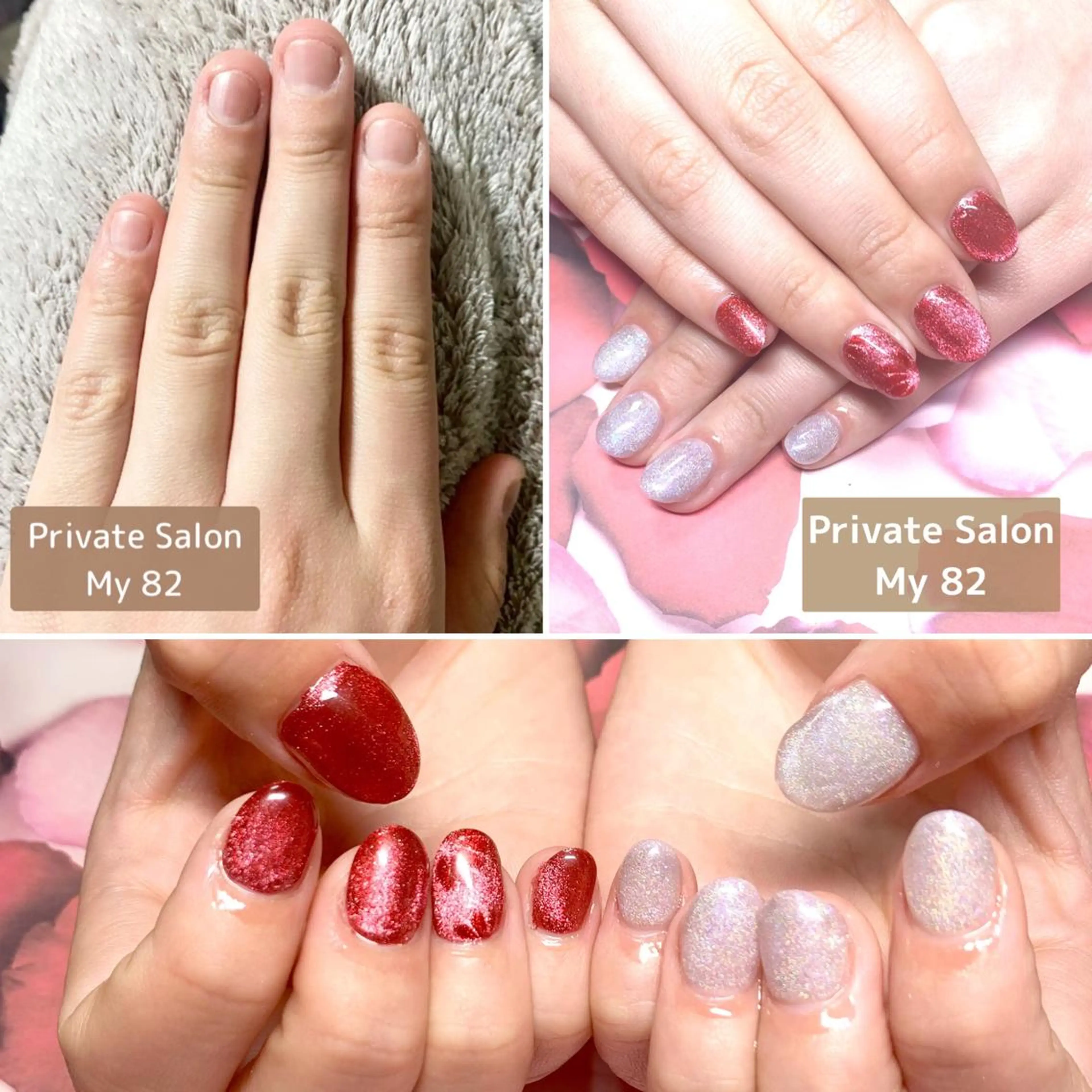 ネイル 長さ出し フラワーネイル ジェルネイル キラキラネイル ラメ(グリッター) ハンドネイル Private Sa lon  MARLOのネイルデザイン