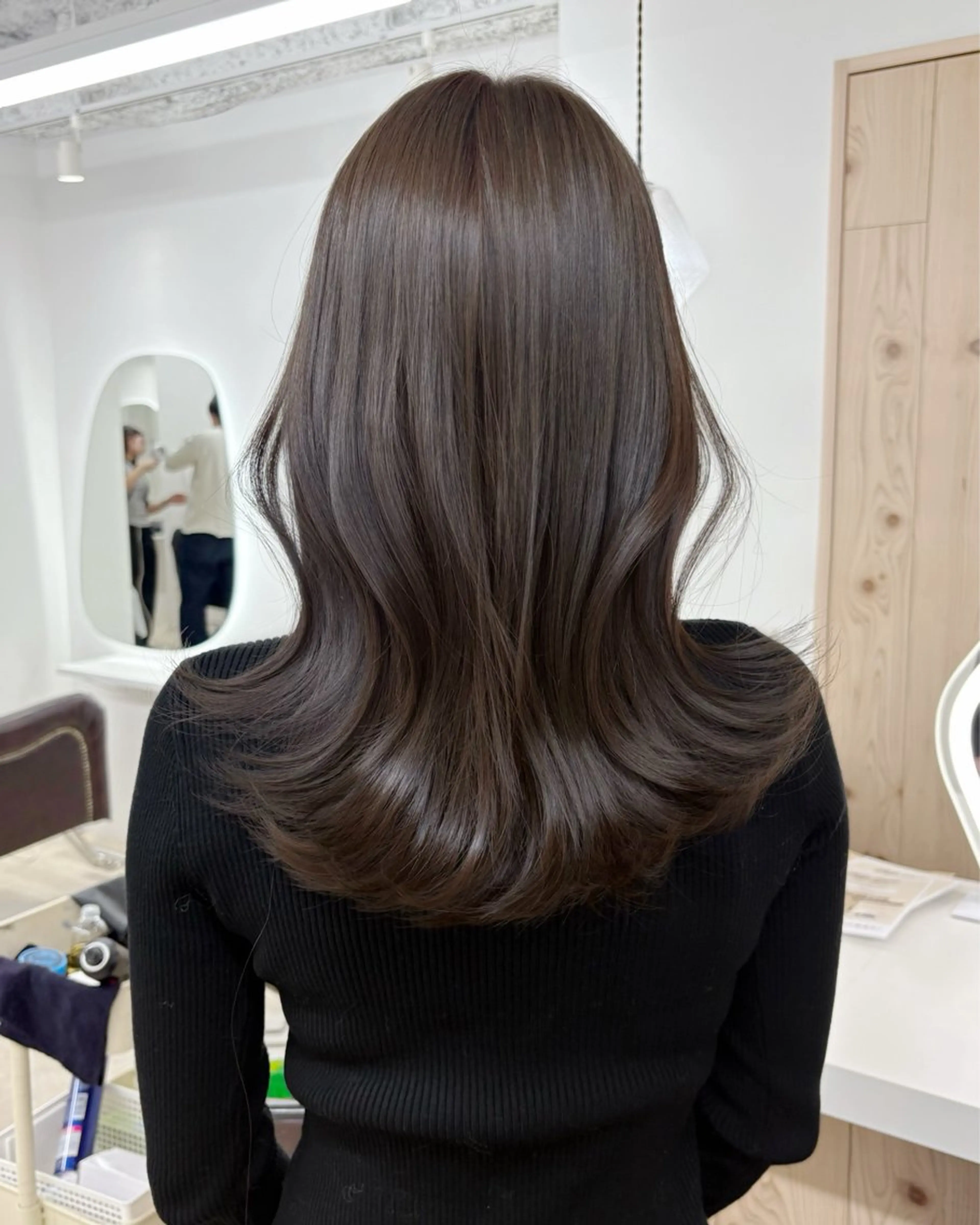 セミロング カラー カット ヘアカラー トリートメント ヘアセット 新宿/韓国ヘア/ 髪質改善ストレートのヘアスタイル