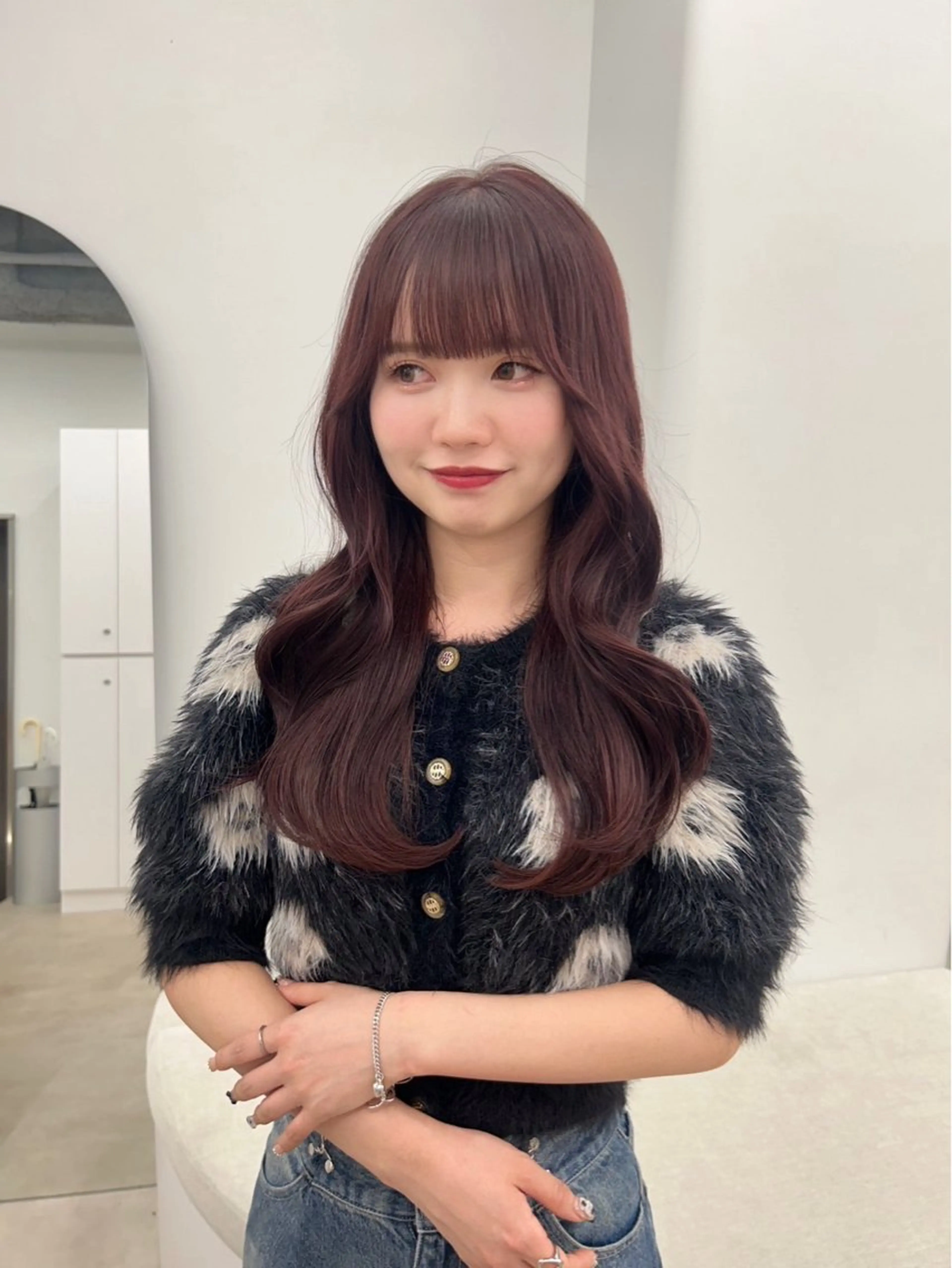 ロング レッドブラウン ヘアカラー 👒透明感カラー yui👒のヘアスタイル
