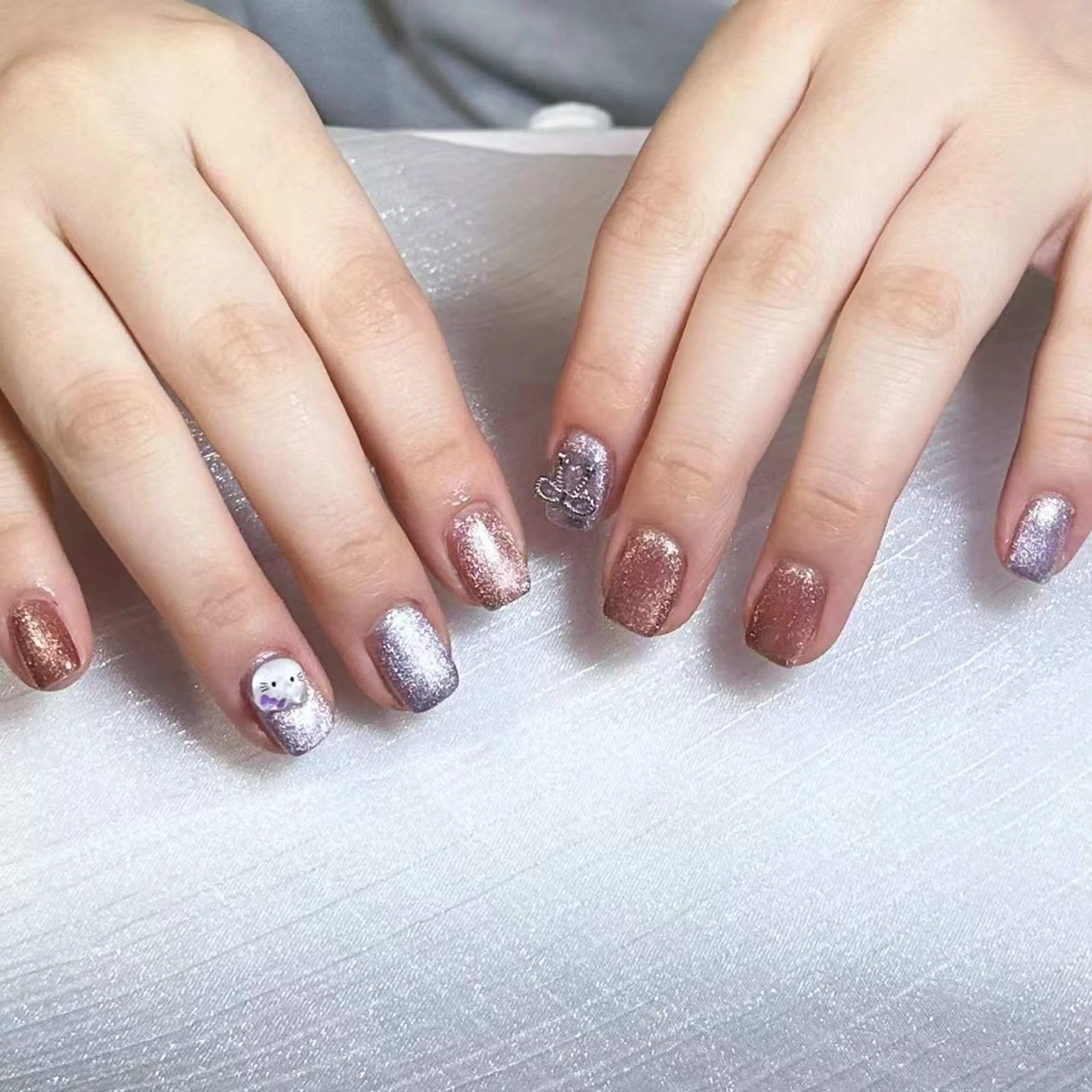 ネイル アートネイル オーロラネイル ガーリー キラキラネイル 韓国ネイル ハンドネイル ハンドケア DEMAIN- 🌸のネイルデザイン