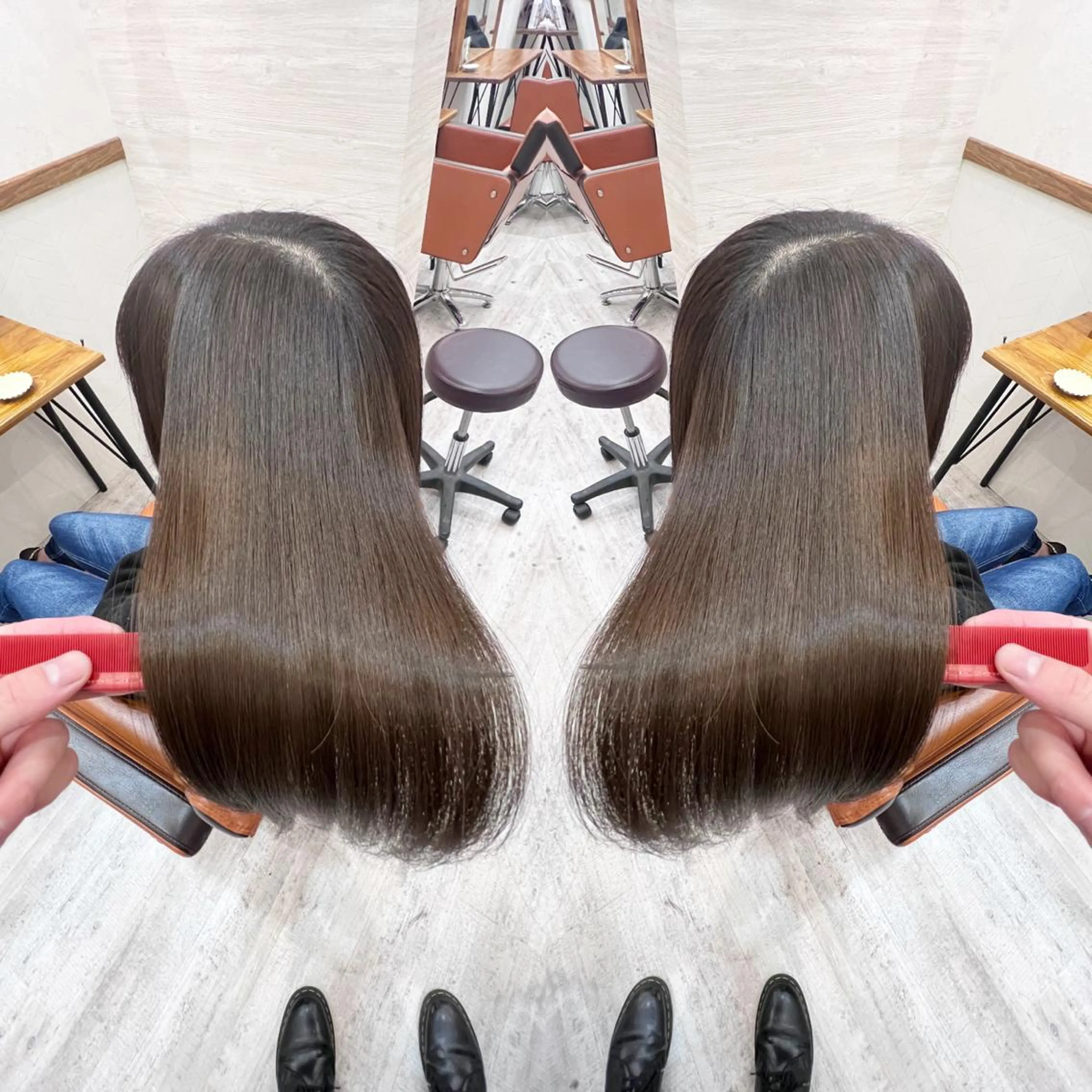 ロング 髪質改善 トリートメント ヘアカラー トリートメント agu hair  reana香椎千早店所属・うめ とものヘアスタイル