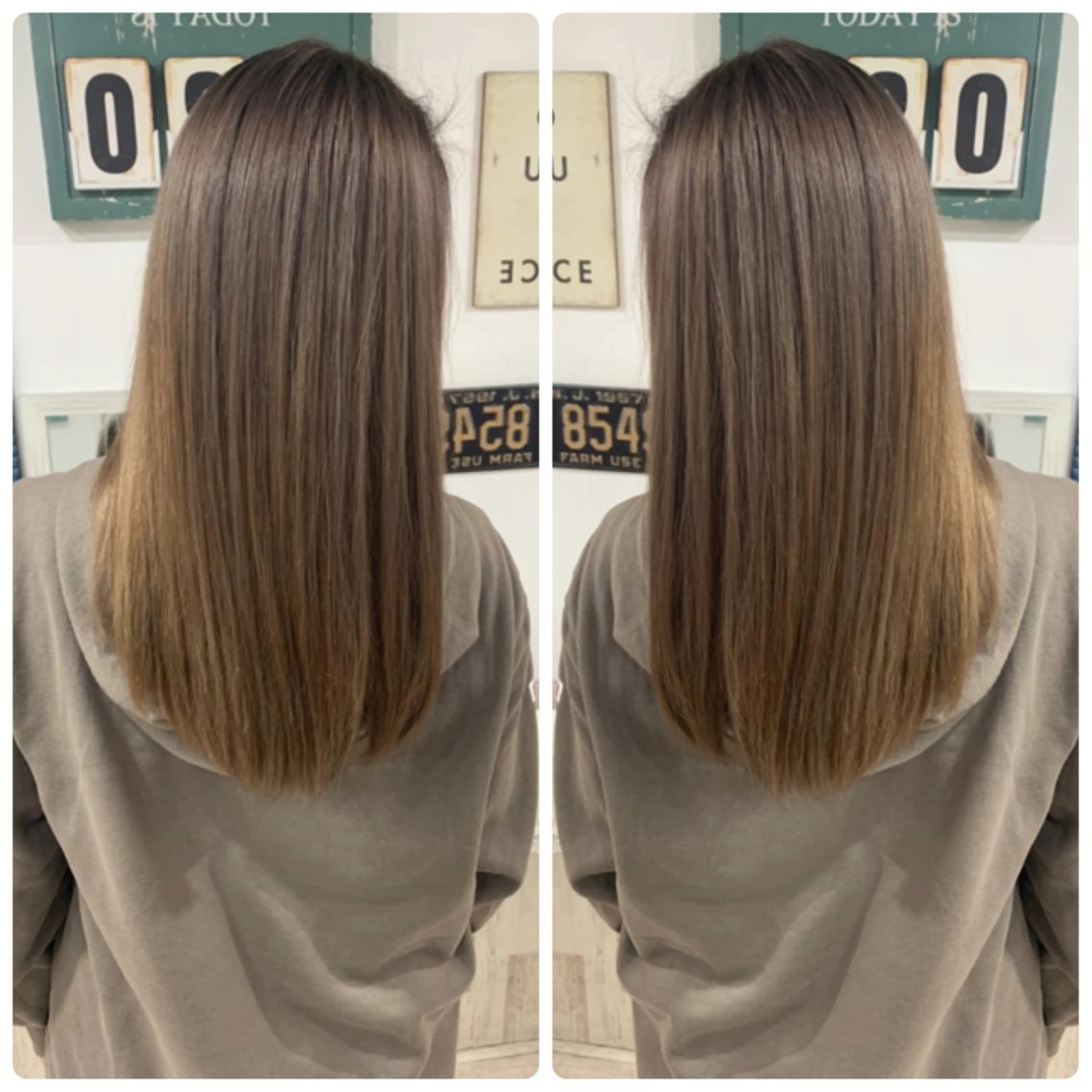 セミロング カラー カット ヘアカラー 京都大人女性ショート 徒歩1分/秋山のヘアスタイル