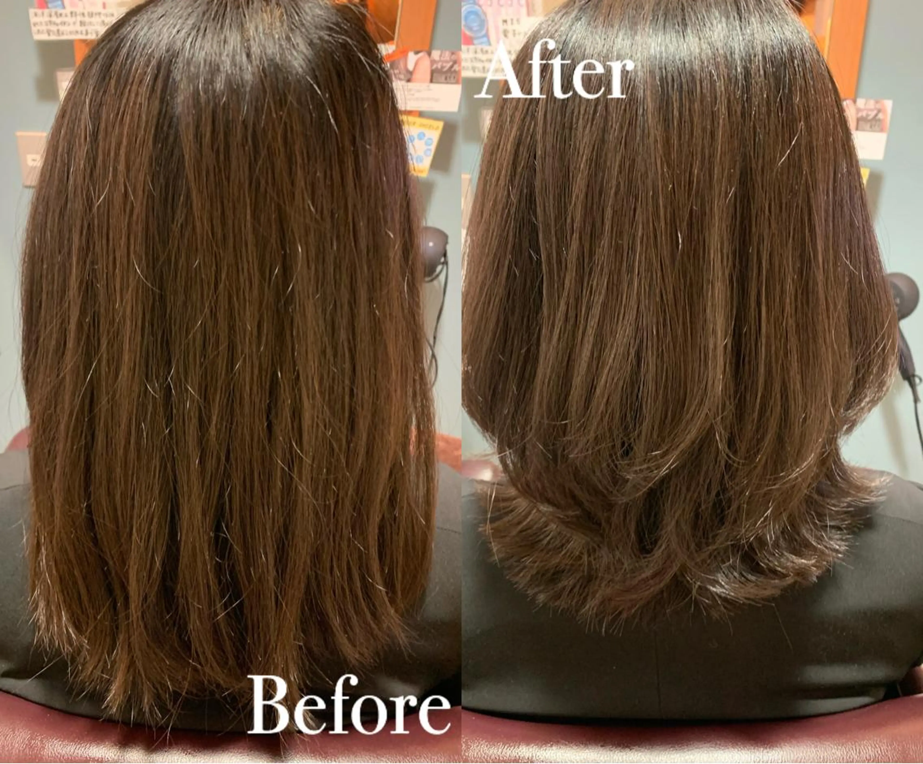 ミディアム レイヤーカット 傷ませない縮毛矯正／ 吉岡 美江のヘアスタイル