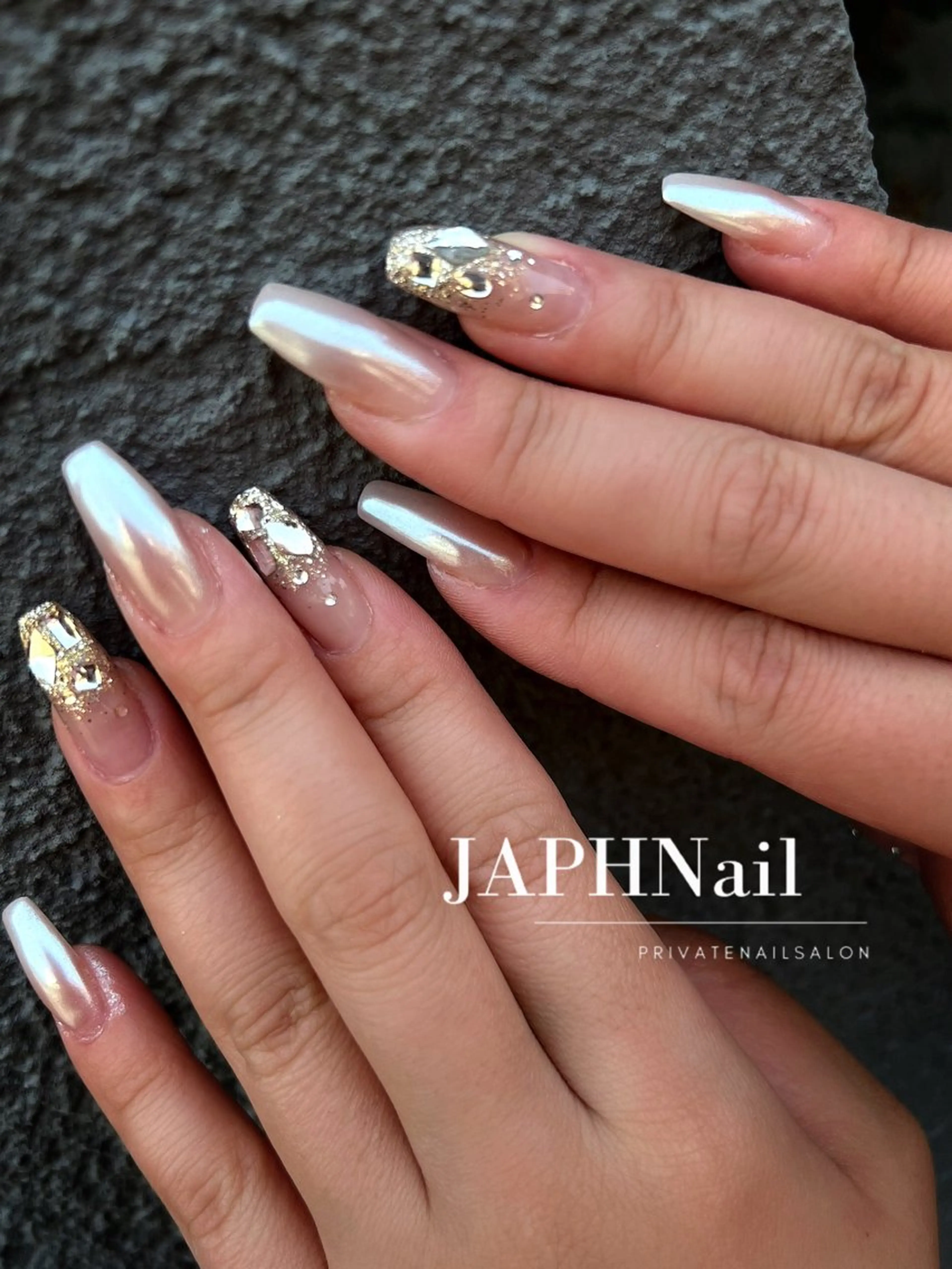 ネイル フラッシュネイル フレンチネイル ロングネイル マグネットネイル 持ち込み NailSalon /JAPHのネイルデザイン