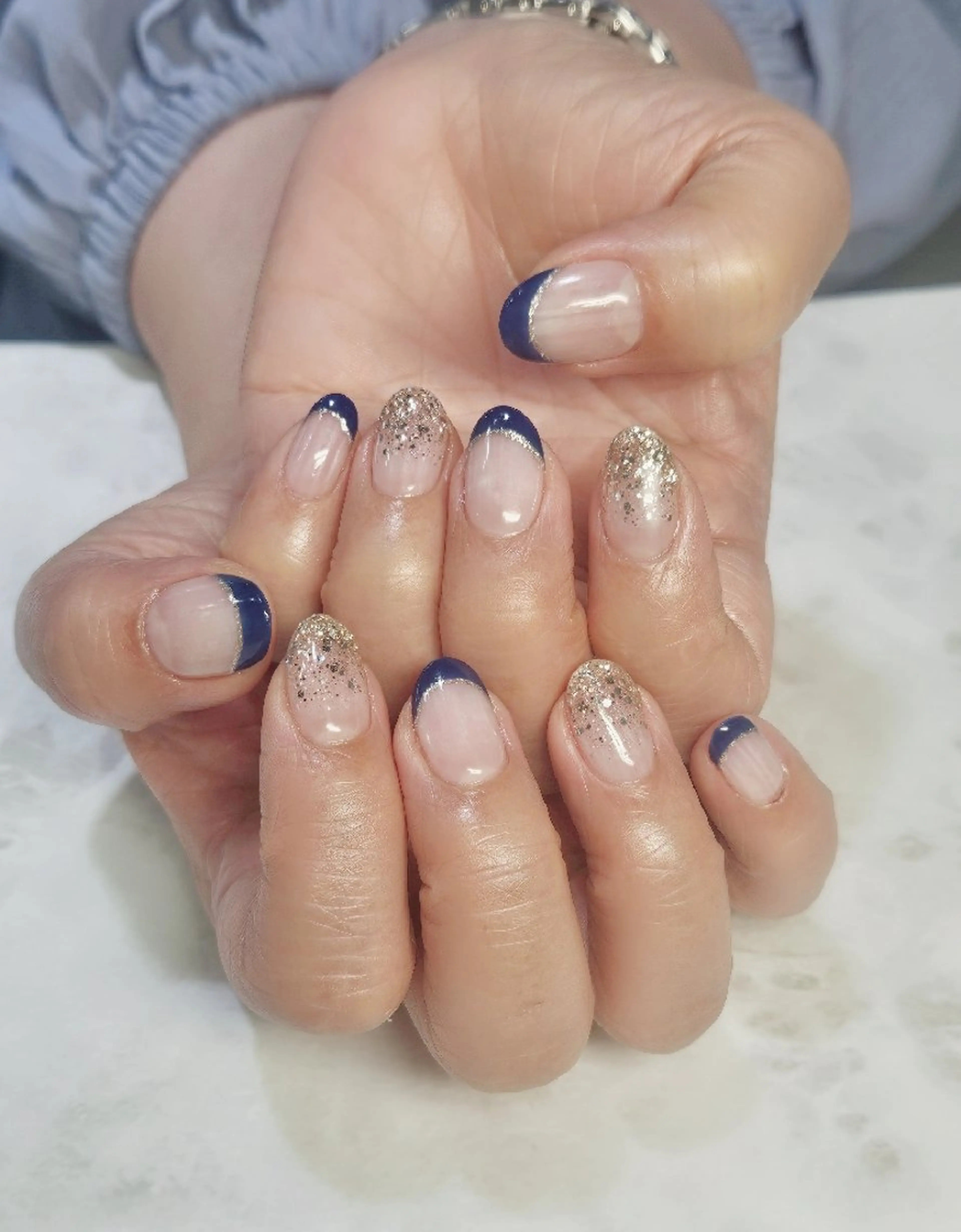 ネイル フレンチネイル ラメ(グリッター) ハンドネイル WINK所属・吉澤 響香のネイルデザイン