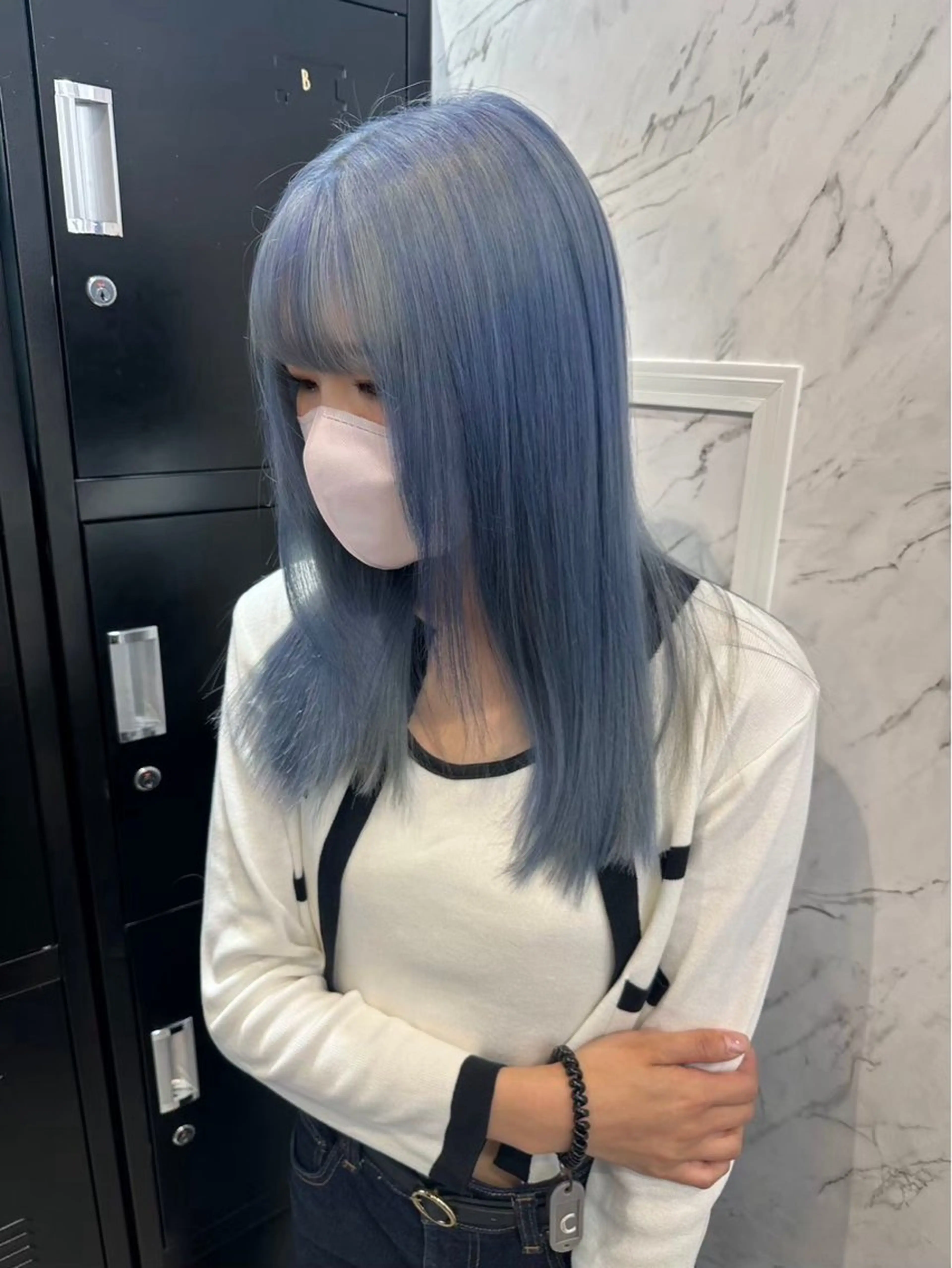 ロング カラー ブルーカラー hair salon dot. mooda 韓国風サロン 町田店所属・韓国風ヘア🎀🩶 /♡𝓝𝓸𝓪♡のヘアスタイル