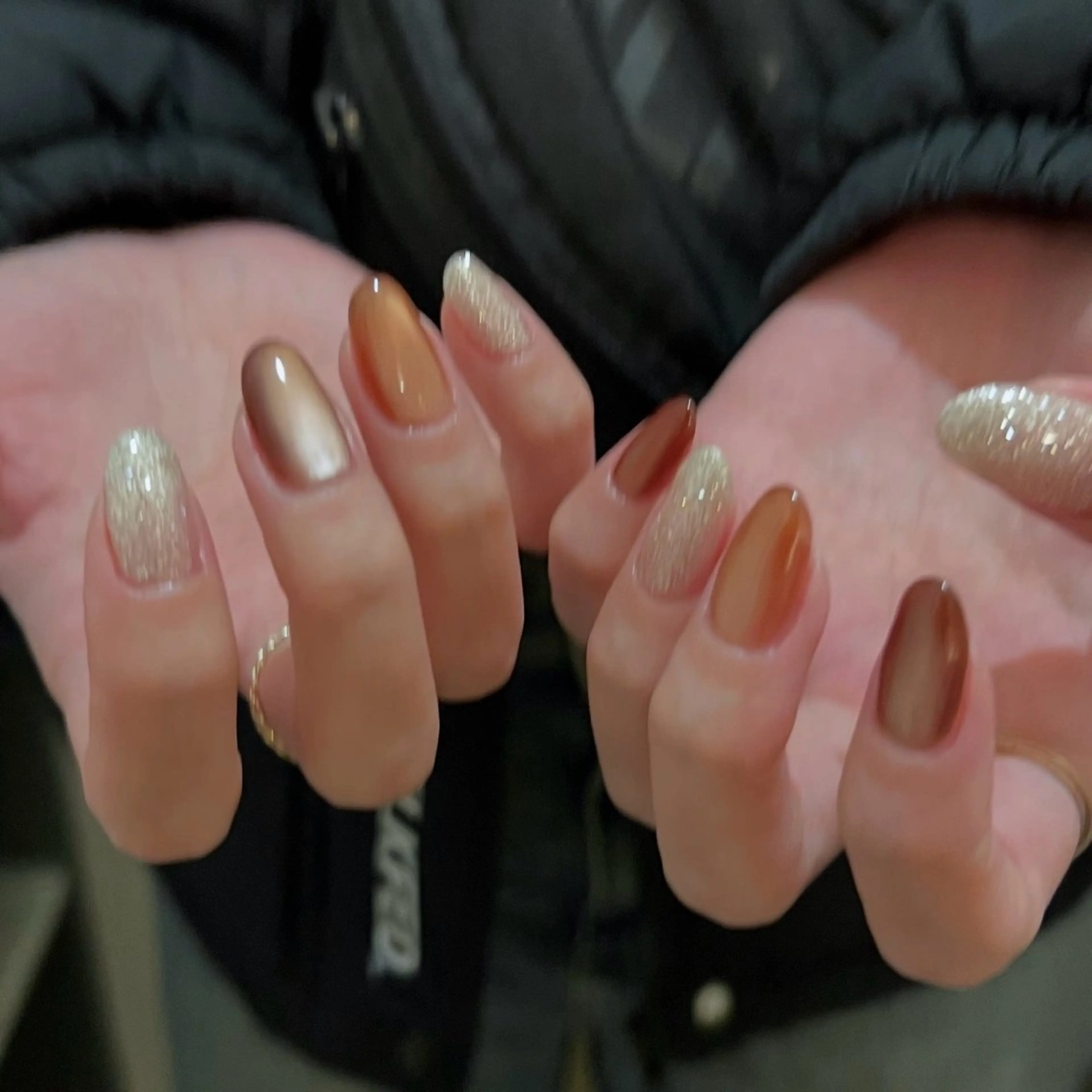 ネイル ブラウン マグネットネイル urun eriのネイルデザイン