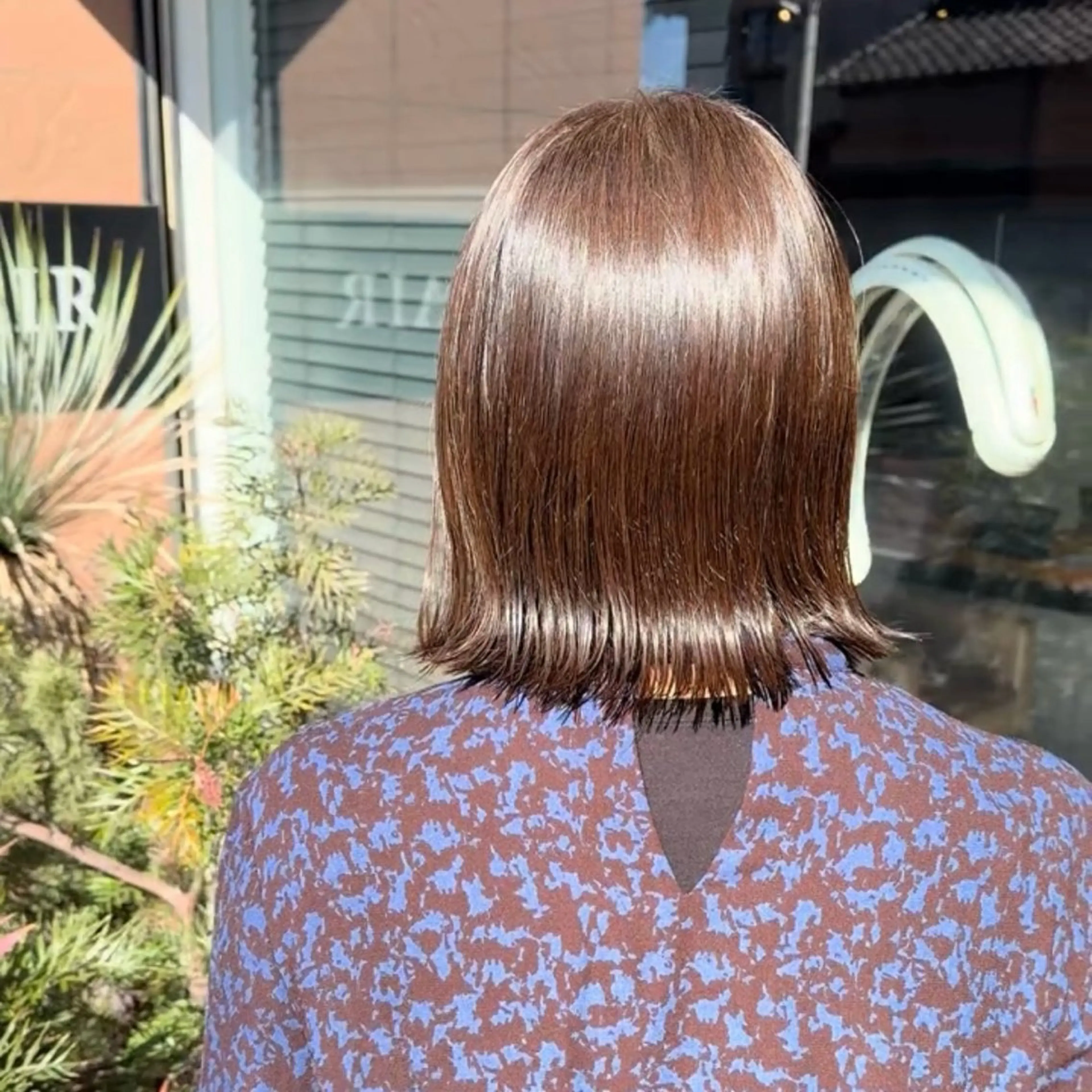 ミディアム 切りっぱなしボブ ボブ カット 久貝 帆風のヘアスタイル