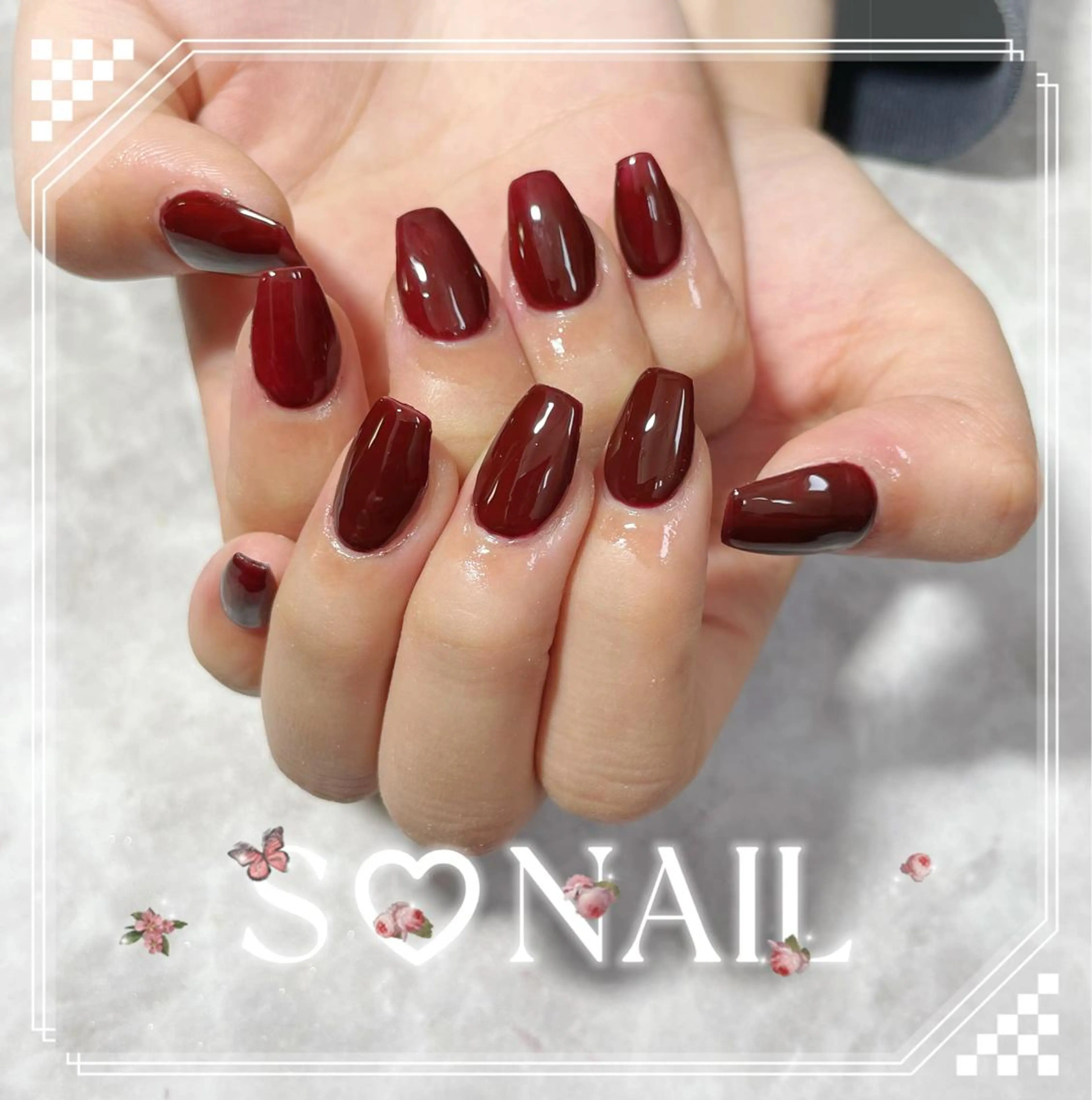 ネイル ボルドー S♡NAIL所属・S.NAIL Suuのネイルデザイン