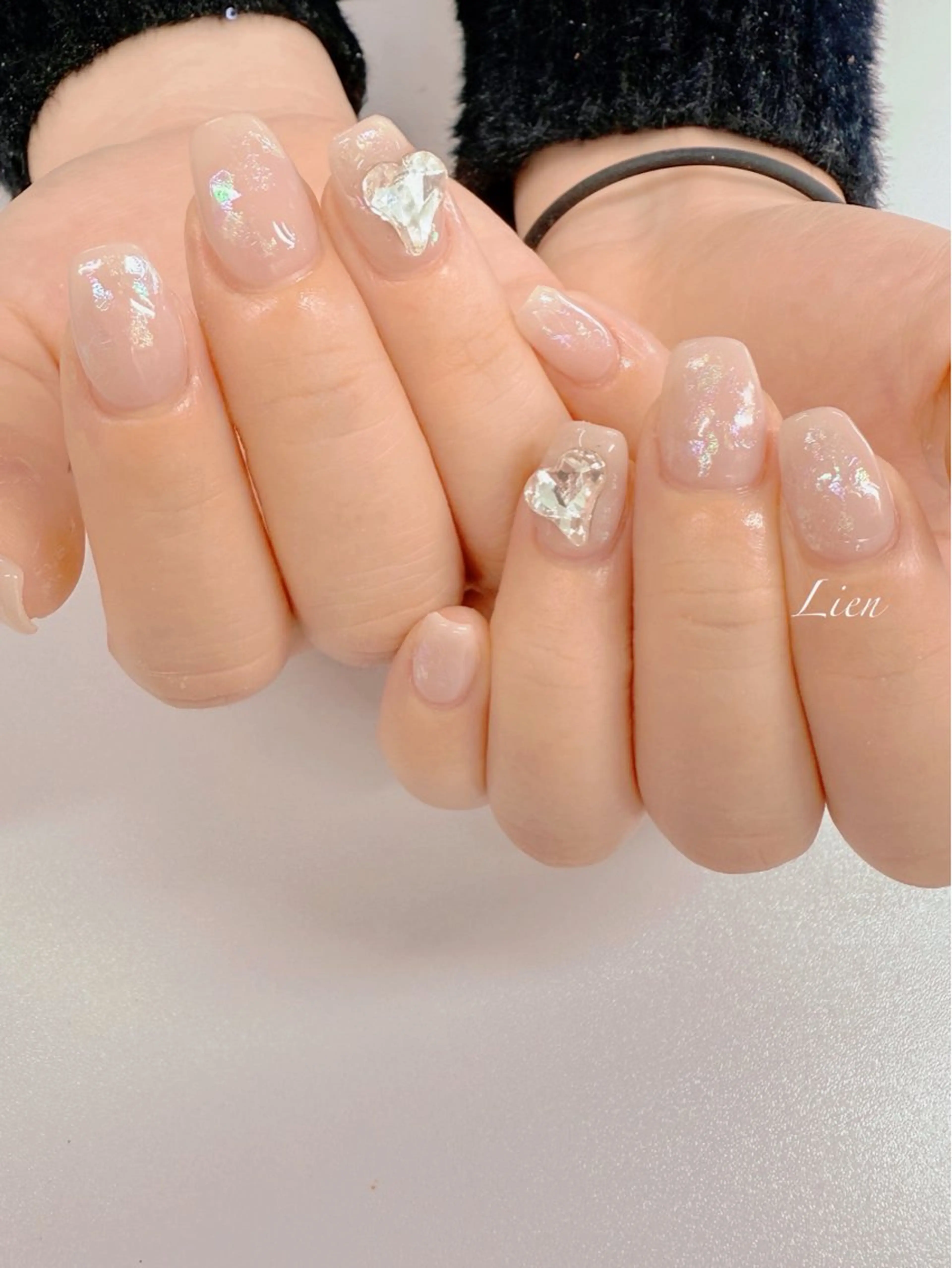 ネイル 長さ出し フットネイル フレンチネイル ジェルネイル ガラスフレンチ ハンドネイル Lien（リアン） 銀座駅6分のネイルデザイン