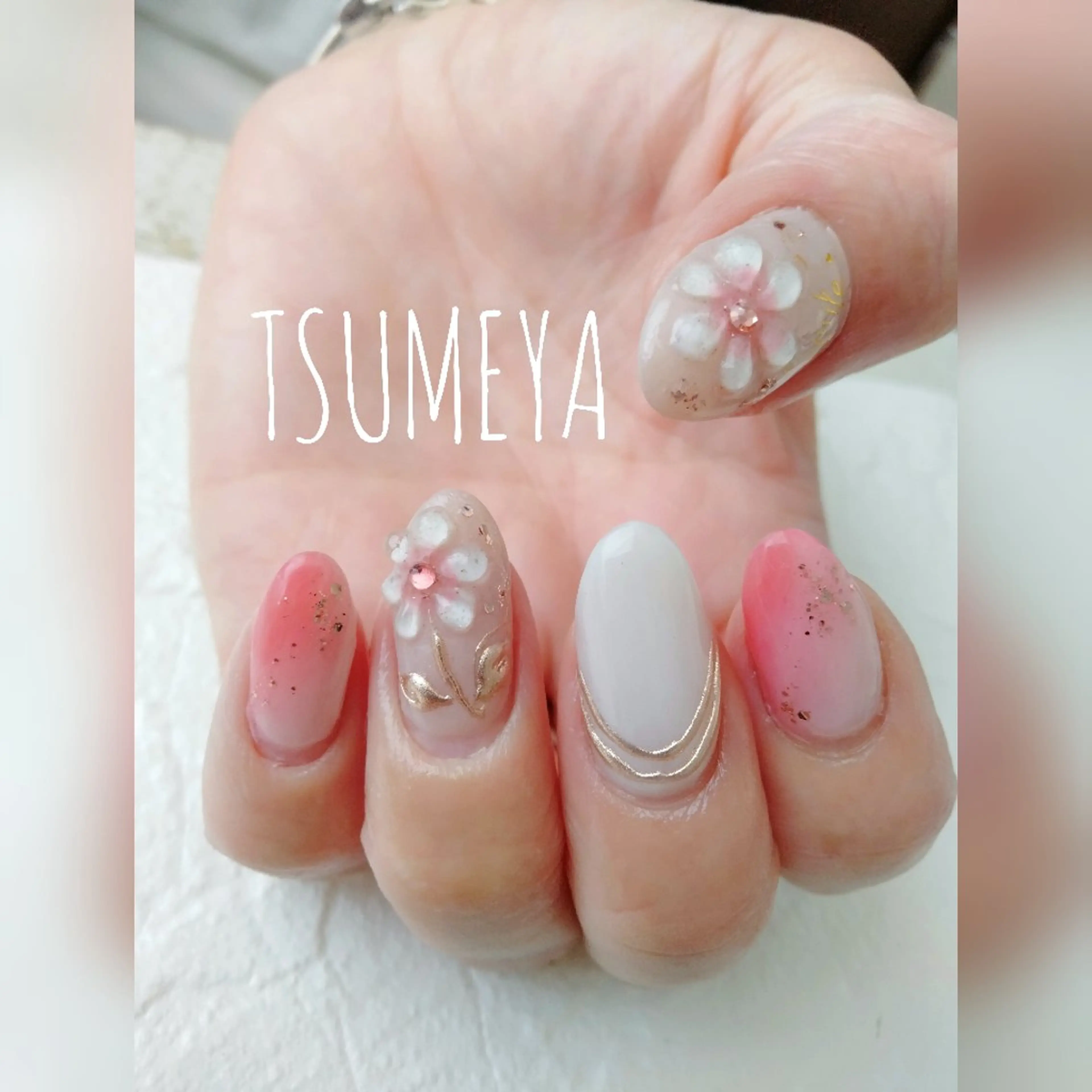 ネイル フラワーネイル ぷっくりネイル ハンドネイル _TSUMEYA _のネイルデザイン