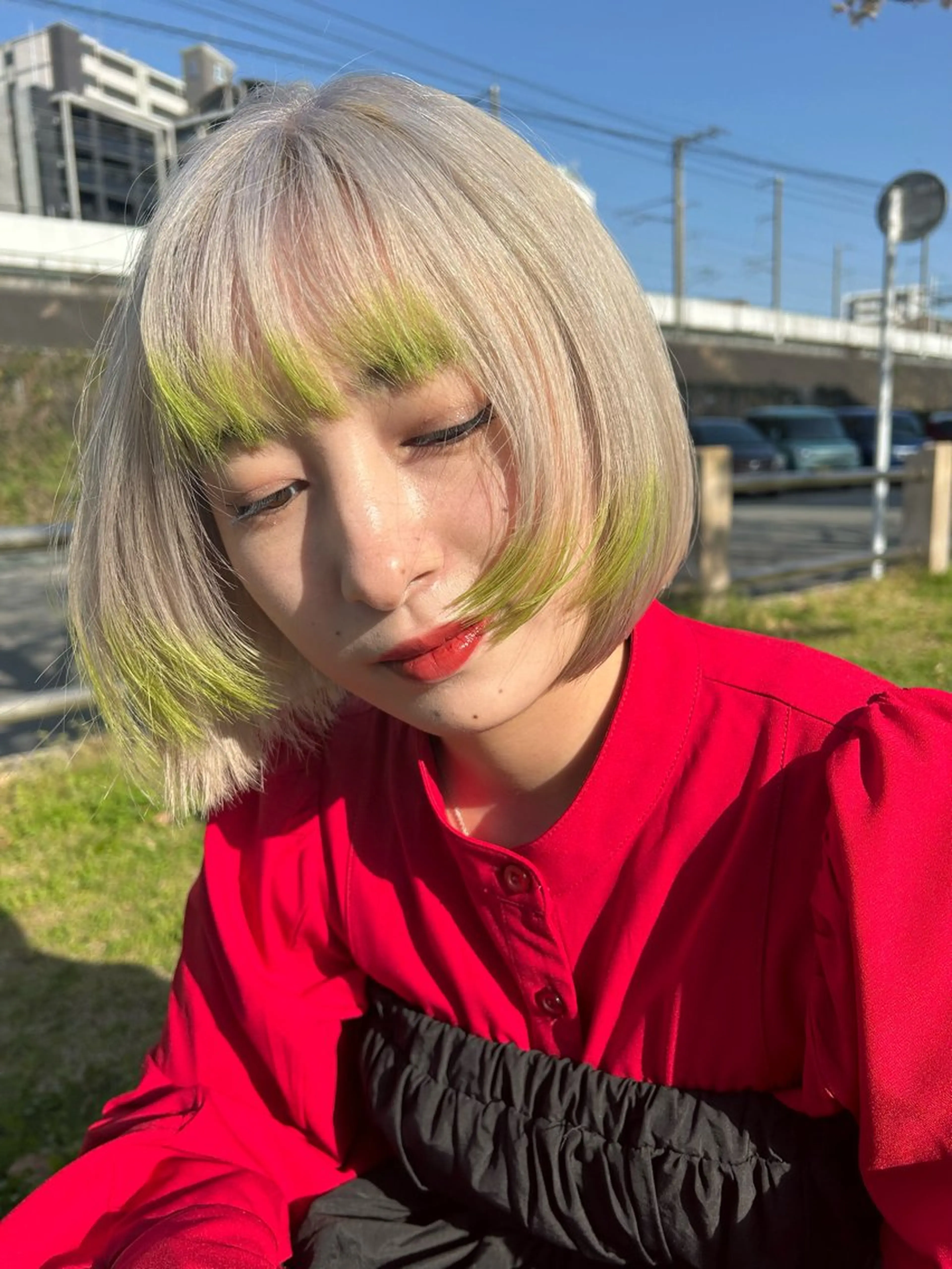 ショート カラー ヘアカラー トリートメント Haru/THREE …by velvetのヘアスタイル