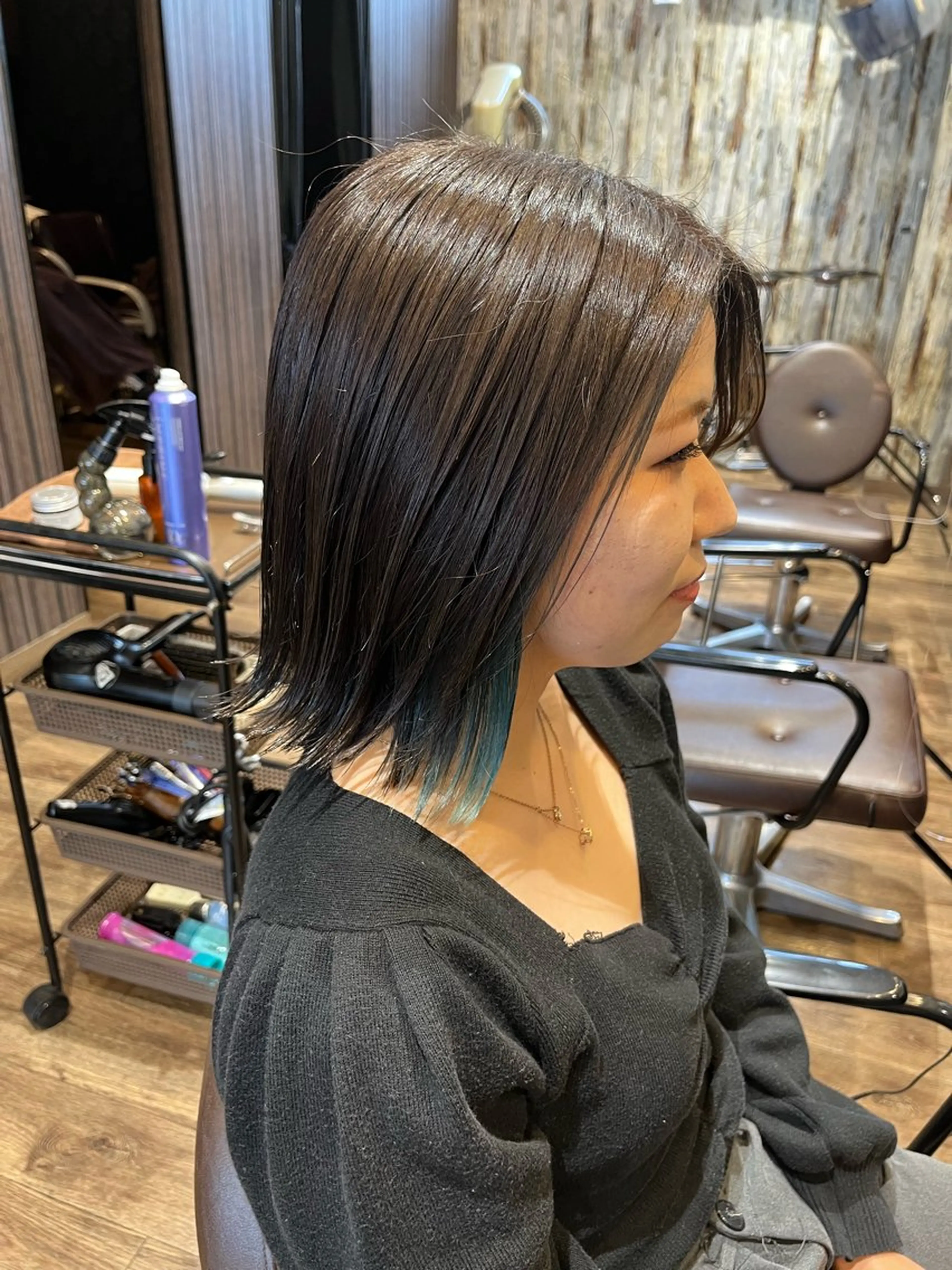 ミディアム 切りっぱなしボブ ボブ 美容室Y-21十日市場店所属・武田 悠司のヘアスタイル