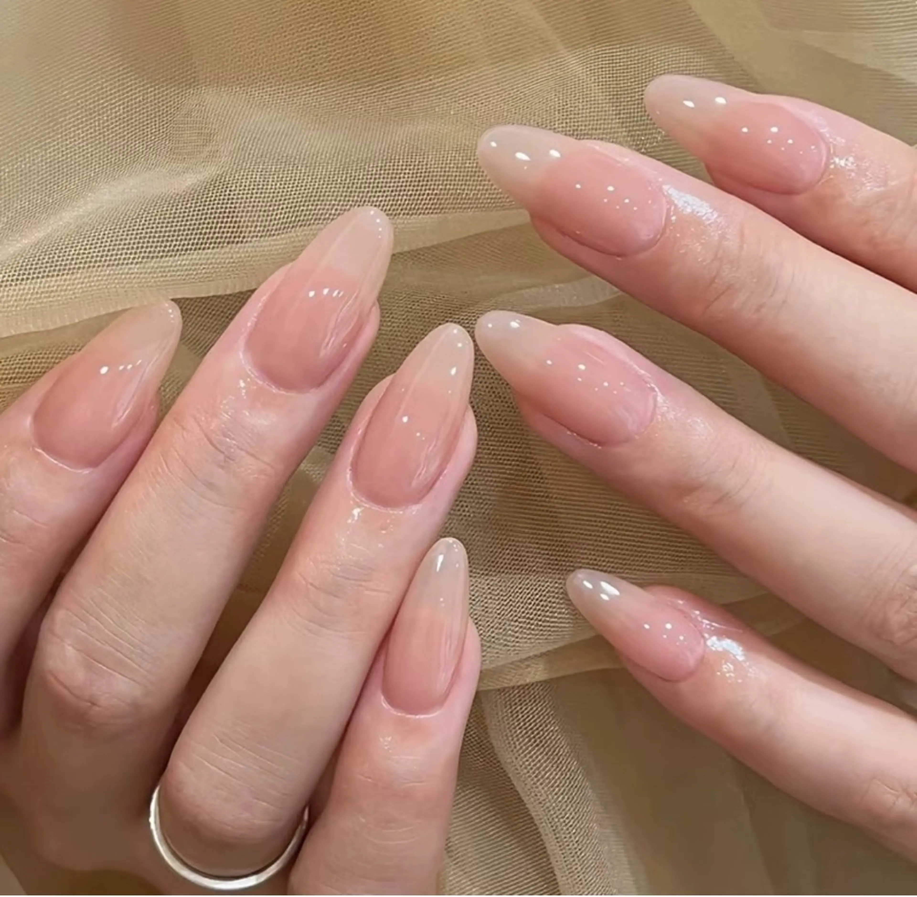 ネイル チークネイル 成人式 フレンチネイル グラデーション 氷ネイル・うるうるネイル ハンドネイル DUO MI所属・キ キのネイルデザイン