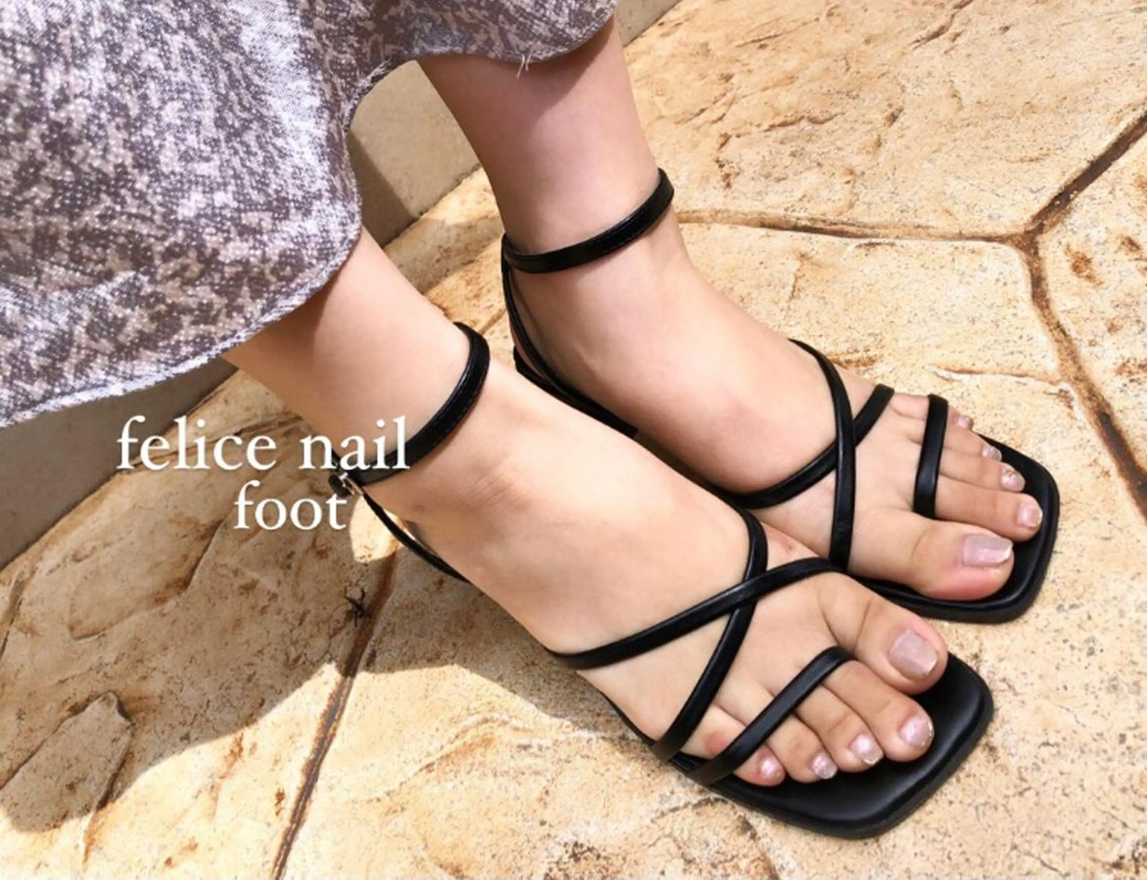 ネイル フットネイル ピンク ホワイト felice nailのネイルデザイン