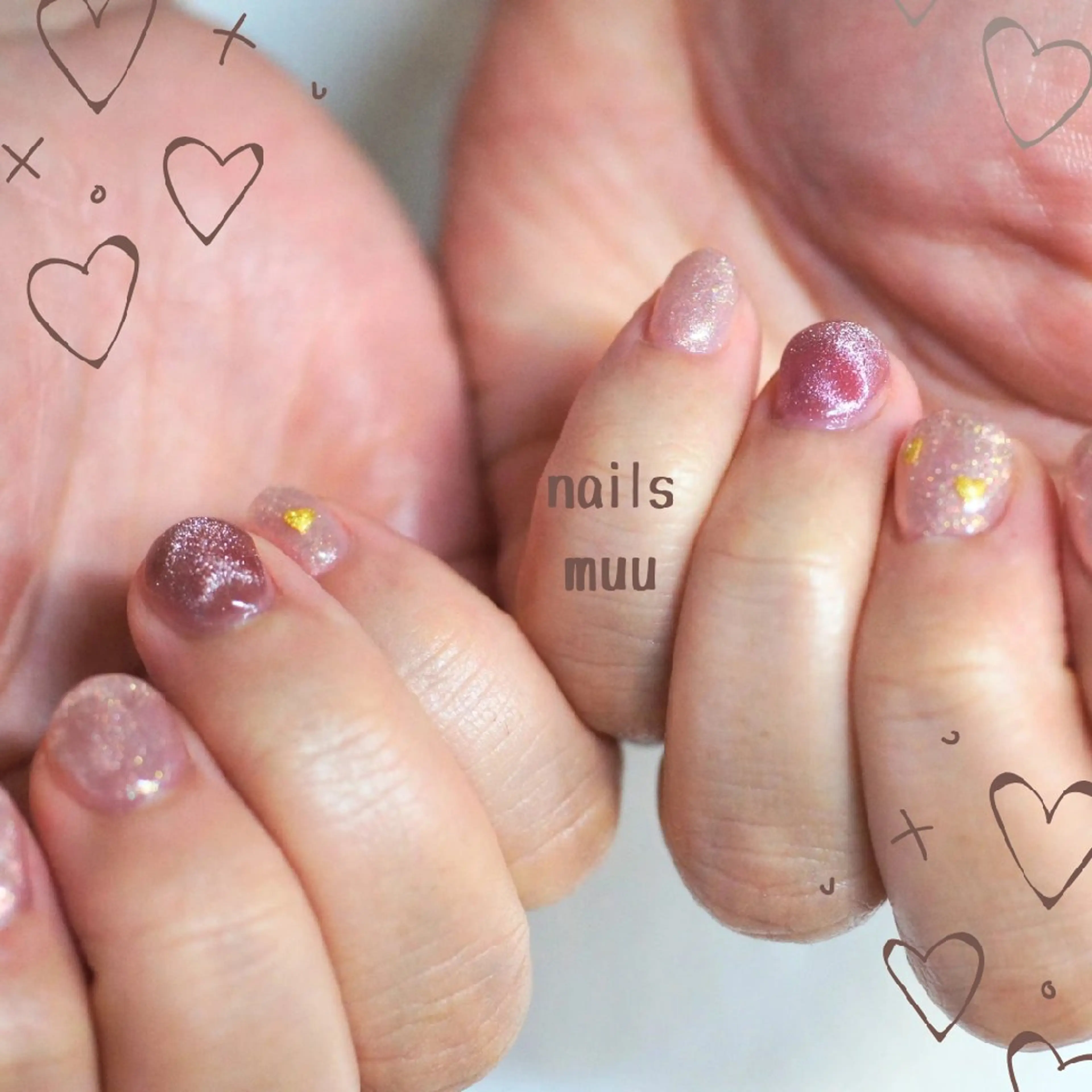 ネイル ハート ハンドネイル nails muu まゆのネイルデザイン