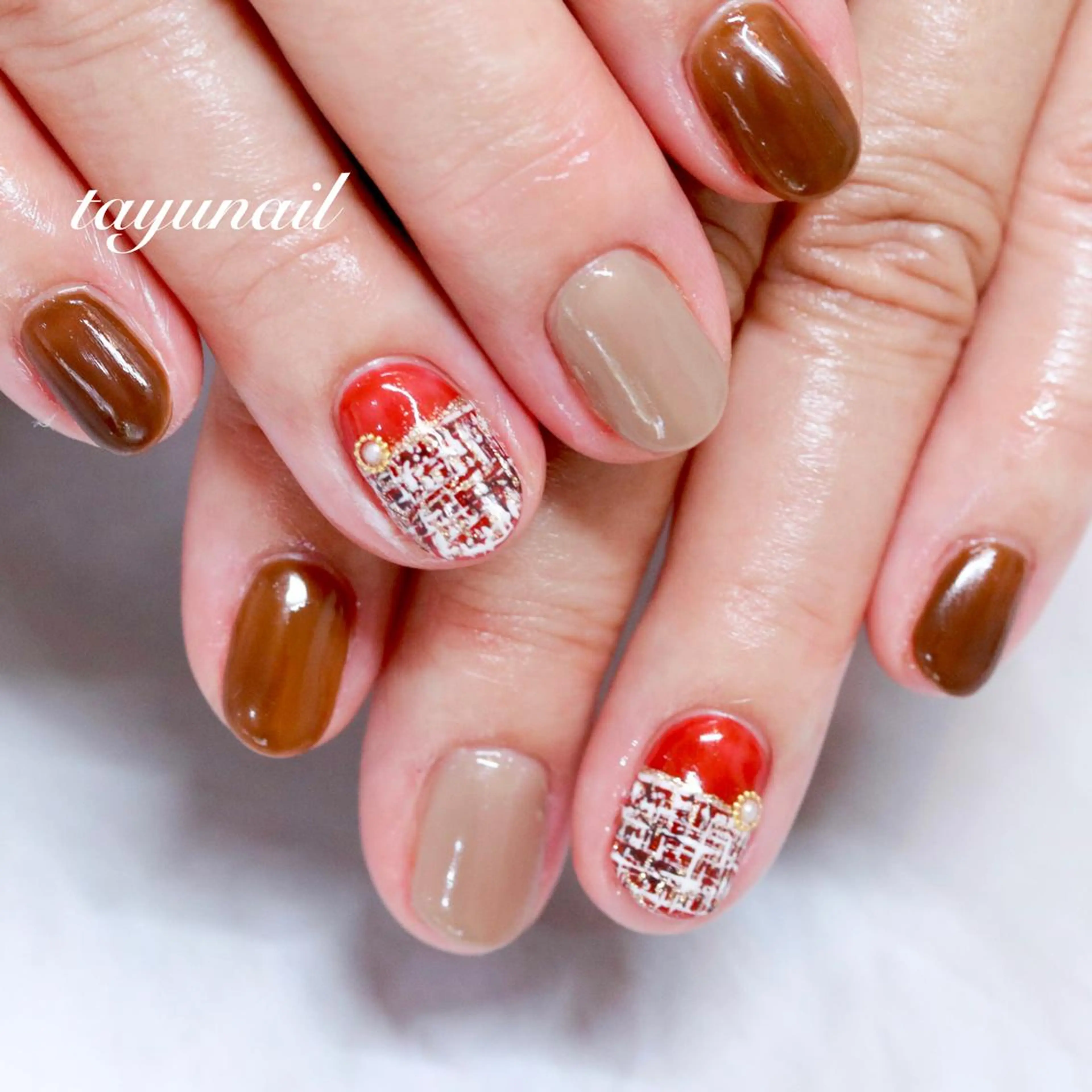 ネイル アートネイル ジェルネイル パラジェル ツイードネイル ブライダルネイル ネイルサロン・ネイルスクール　たゆnail所属・ネイルサロン 【たゆnail】のネイルデザイン