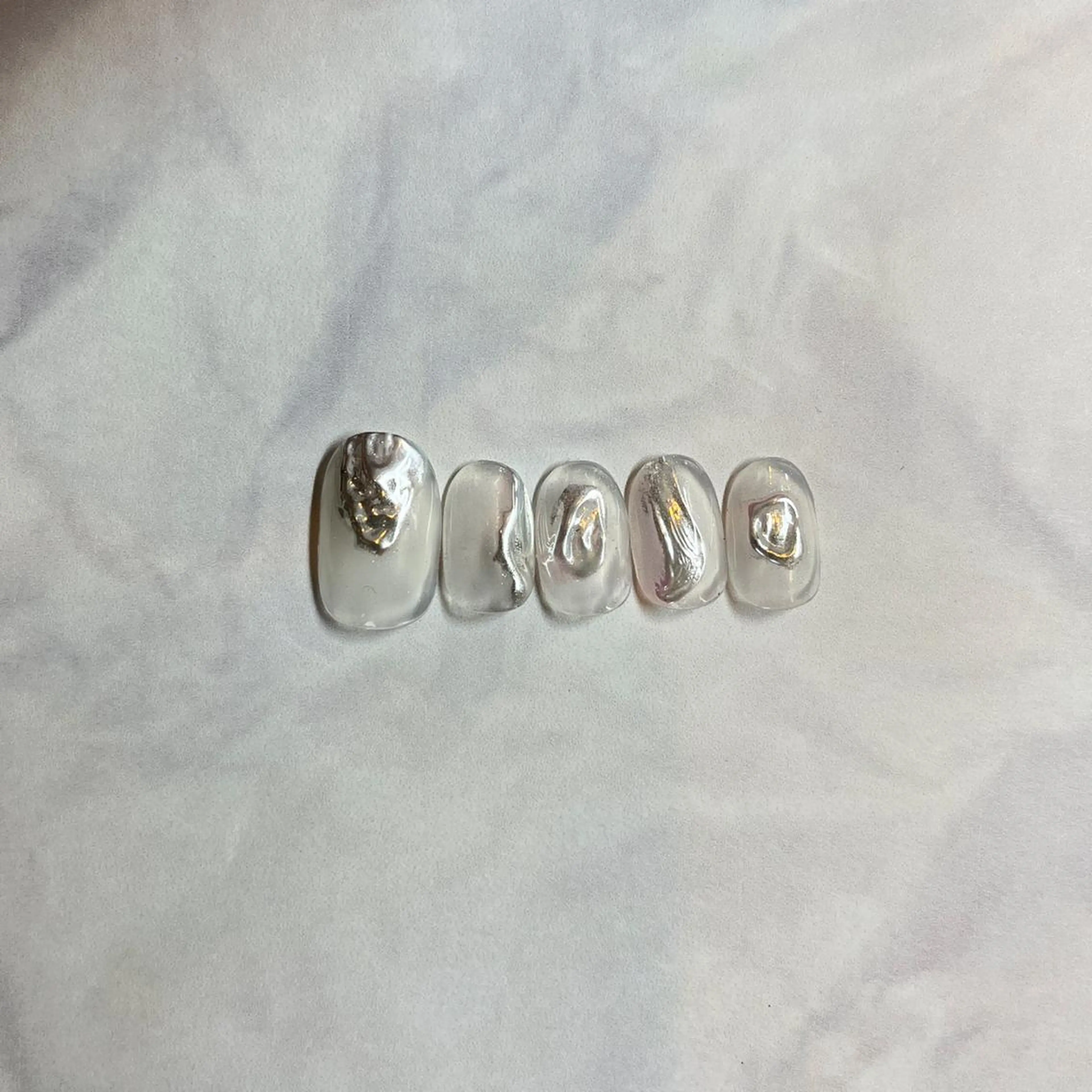 ネイル クリアネイル ミラーネイル フリーランス¨̮⃝ ネイリストOKADAのネイルデザイン