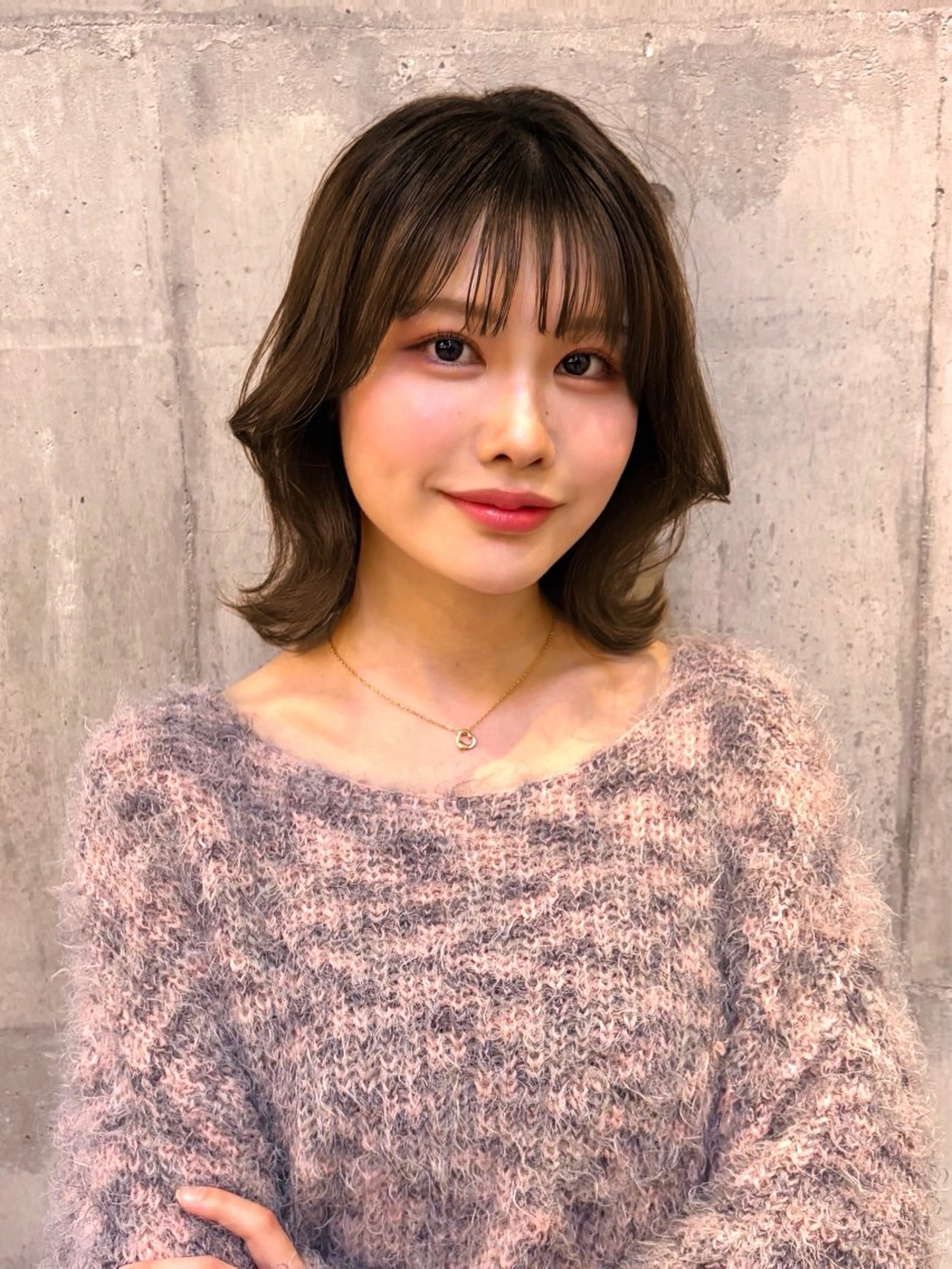 ミディアム カラー オリーブカラー ボブ くびれヘア カット ヘアカラー トリートメント 竹内 春奈のヘアスタイル