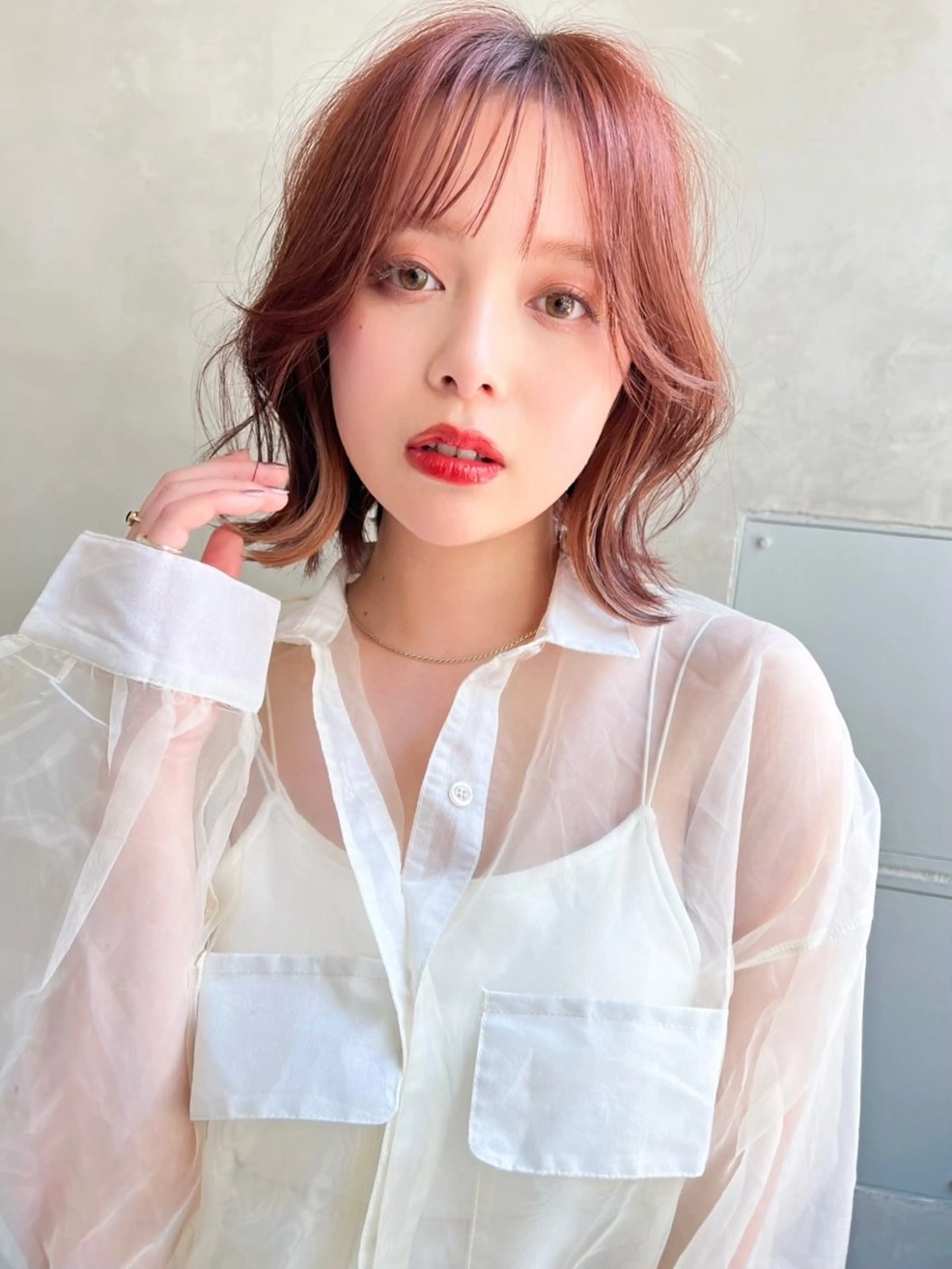 ロング カラー ベージュカラー ピンクカラー ピンクベージュ 🏄MUSASHI カラー/レイヤー/のヘアスタイル