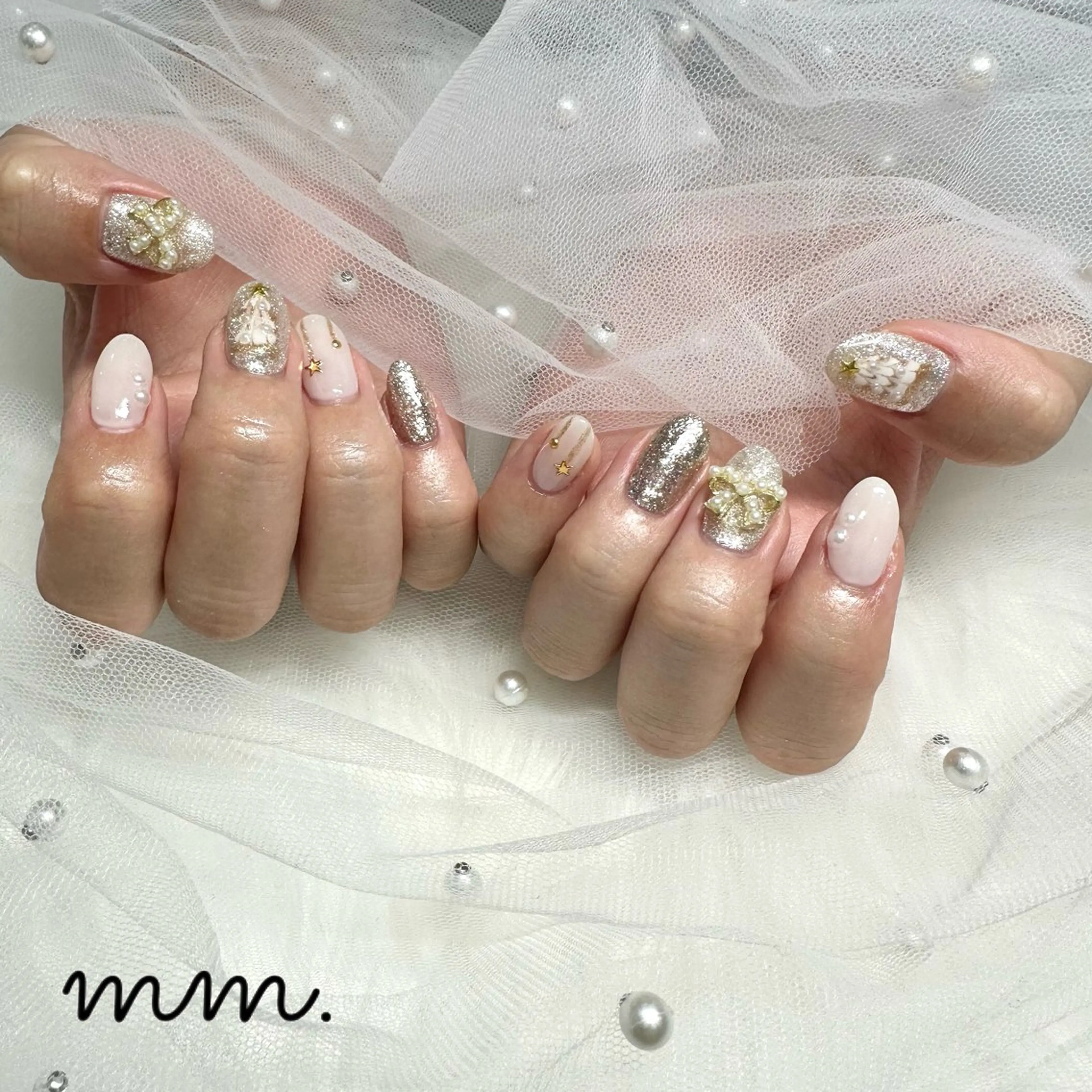 ネイル ハンドネイル 🩷🩵mm.大宮 Riyo🧸🩵🩷のネイルデザイン