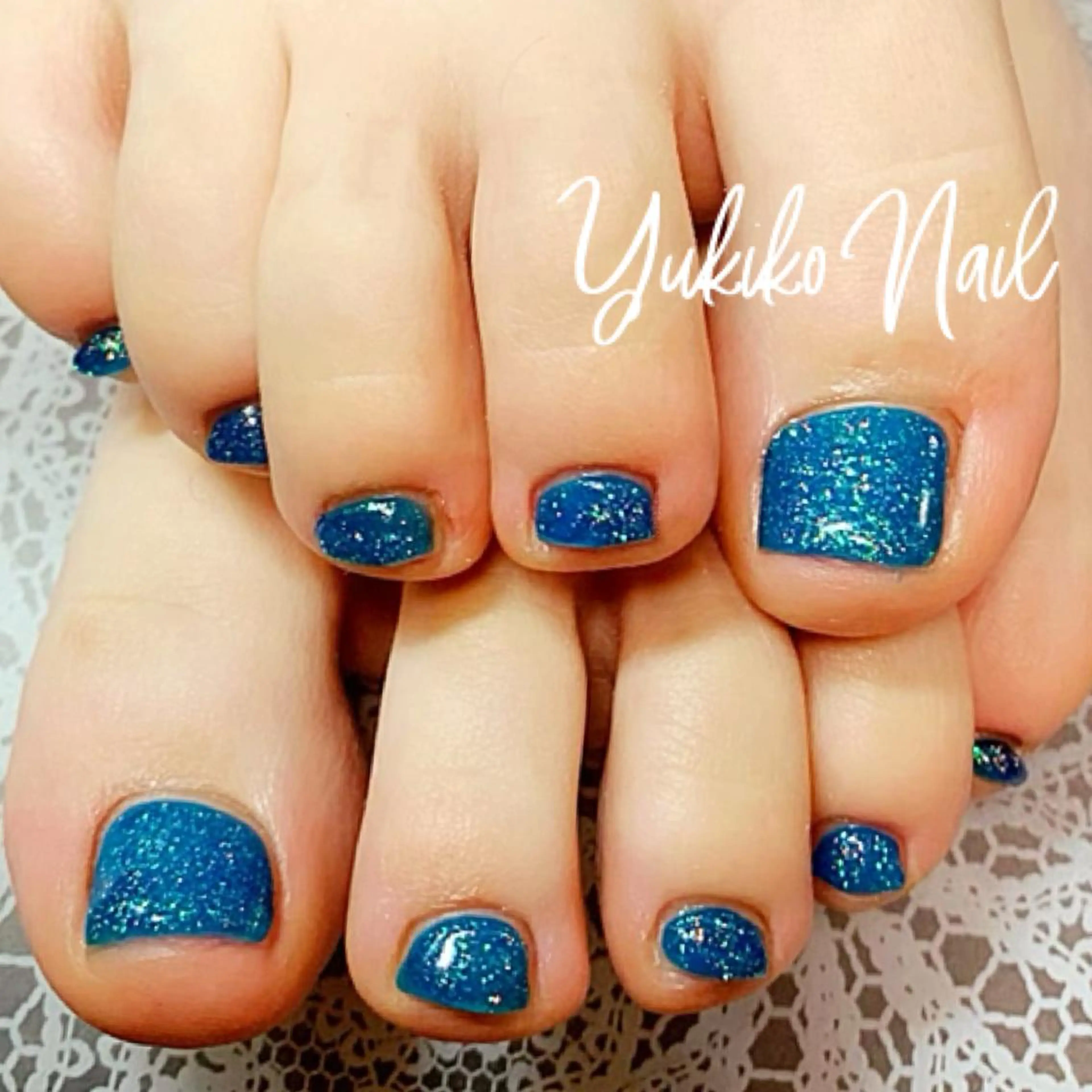 ネイル ブルー フットネイル ワンカラーネイル ユキコ ネイルのネイルデザイン