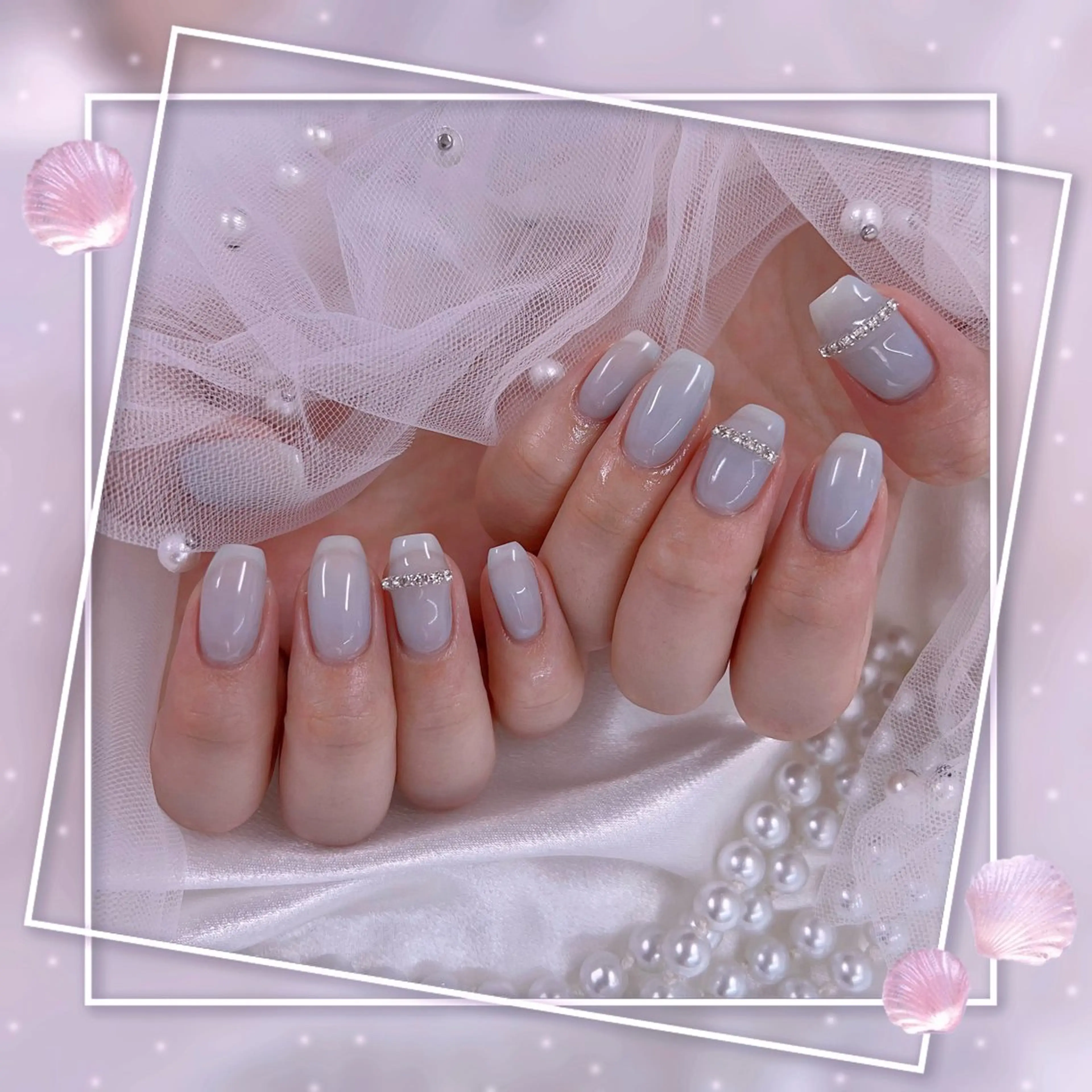 ネイル フレンチネイル グラデーション キラキラネイル 韓国ネイル マグネットネイル ハンドネイル Chill Nailsalonのネイルデザイン