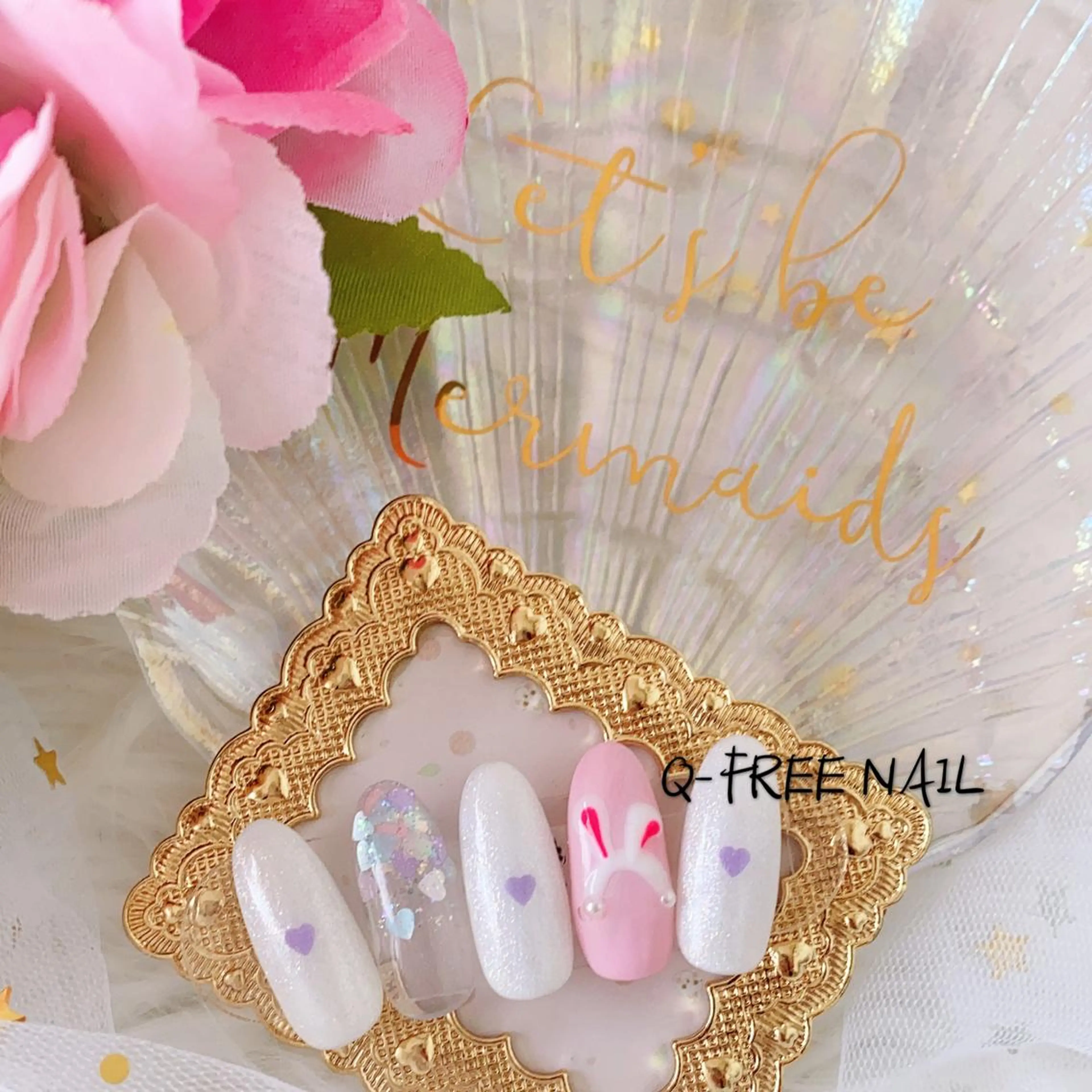 ロング カラー ネイル Q Free nailsのネイルデザイン