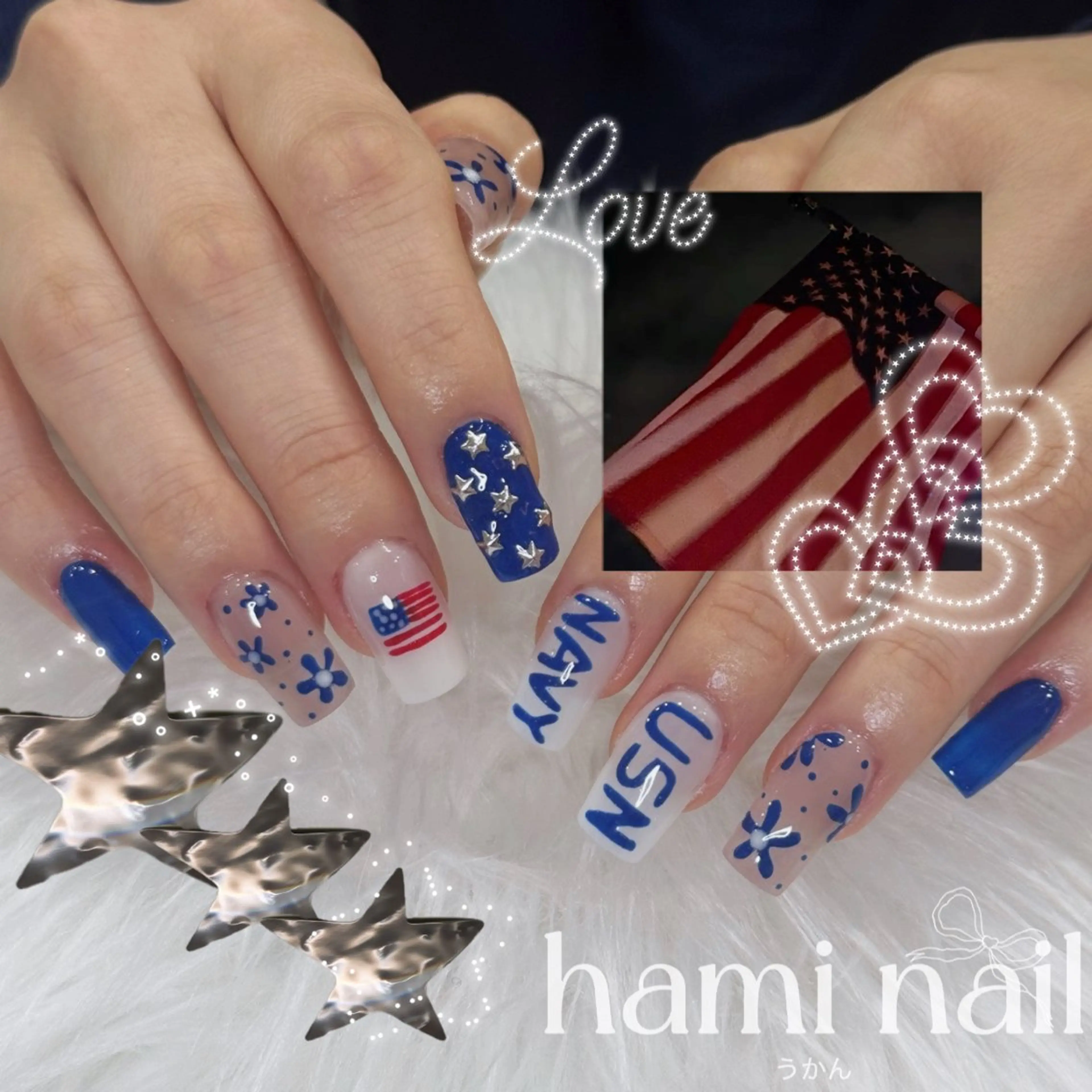 ネイル ハンドネイル ハンドケア 🎀うかん 🎀チップ長さ出しのネイルデザイン