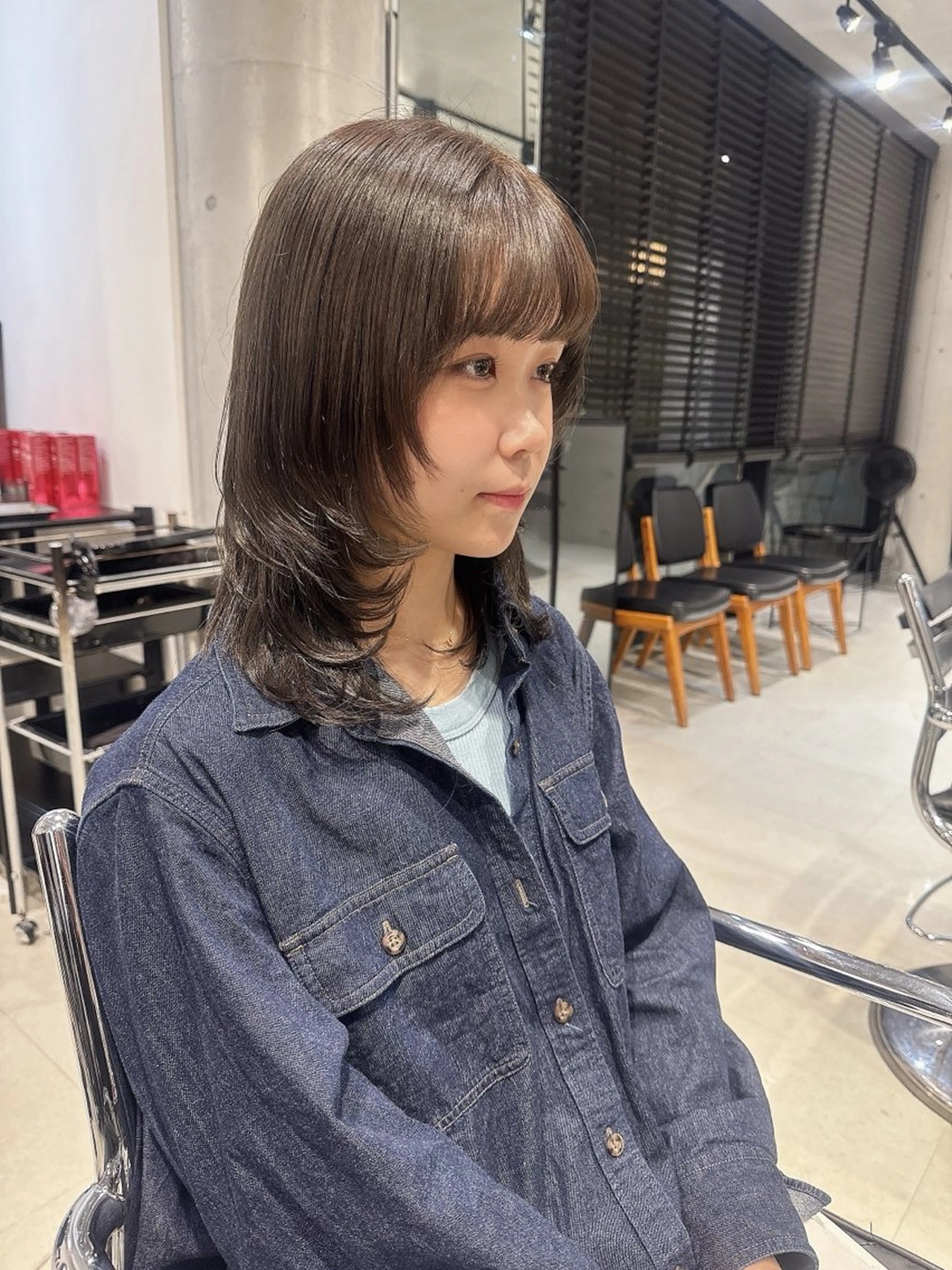 セミロング カラー パーマ ヘアアレンジ ヘアカラー トリートメント ヘアセット 透明感/オリーブ/ グレージュ/YUKAのヘアスタイル