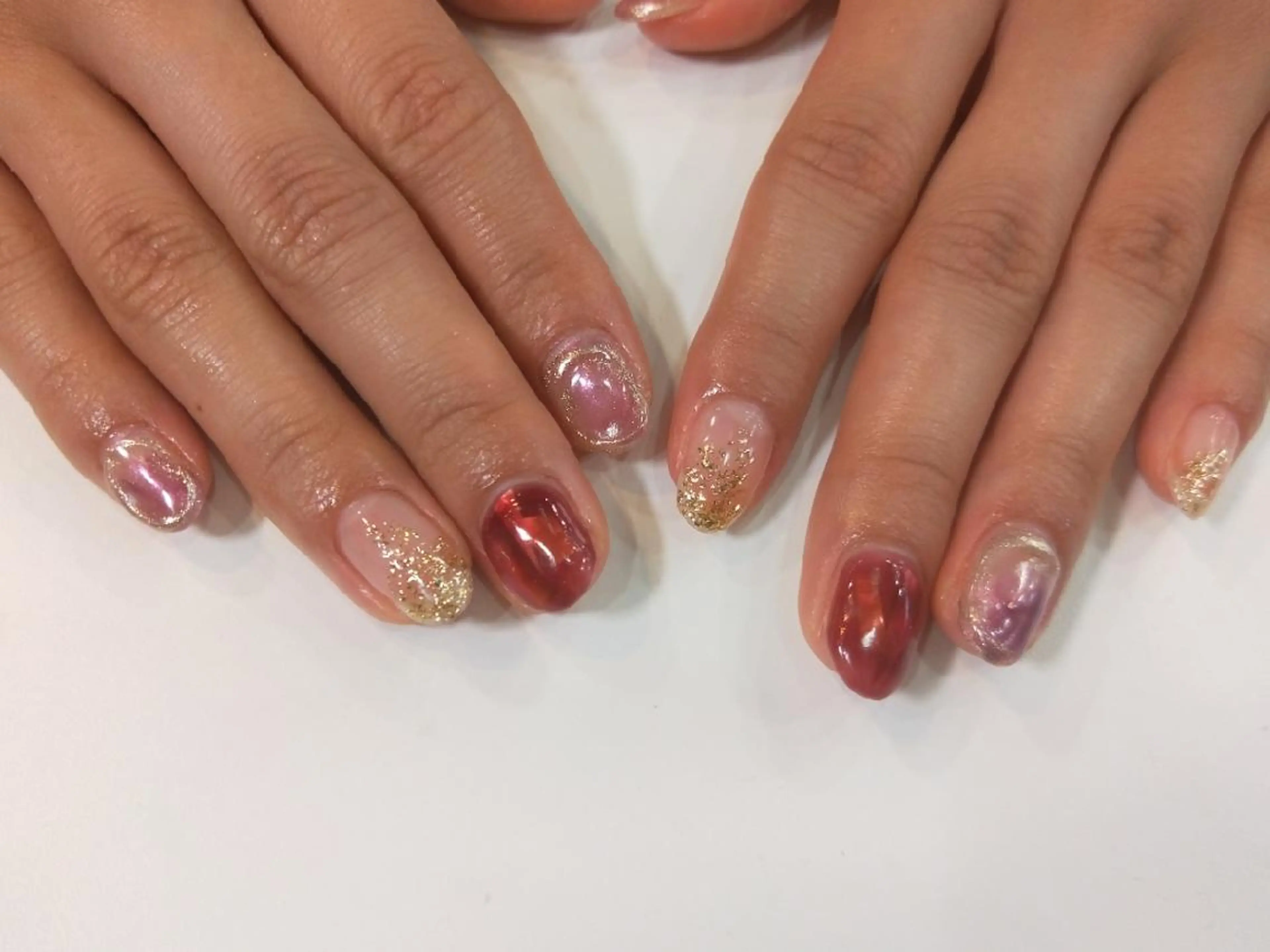 ネイル ハンドネイル ハンドケア R'well所属・はばすみれ🎀ﾈｲﾙ 光ﾌｪｲｼｬﾙ ﾍｱのネイルデザイン