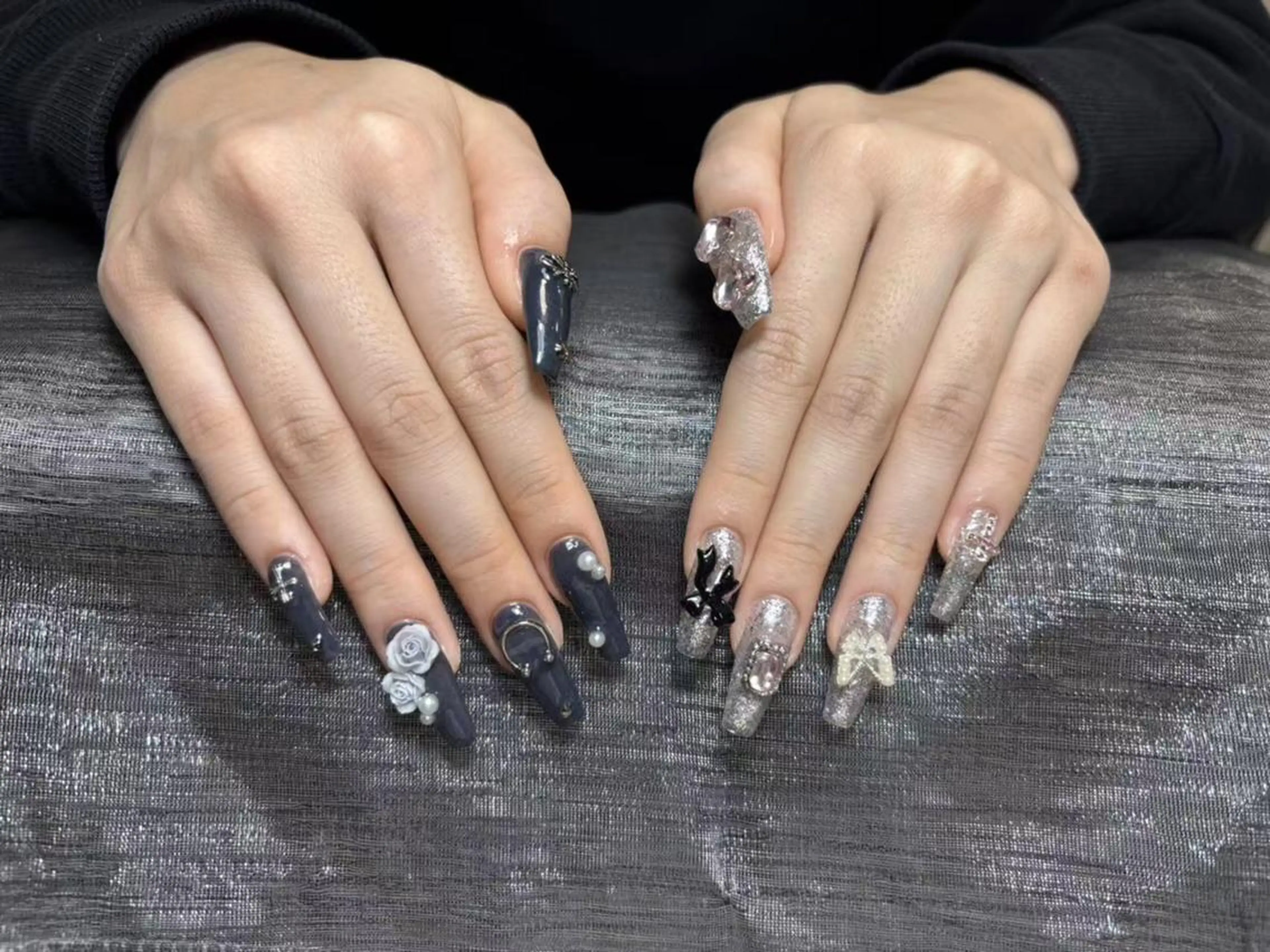 ネイル アートネイル 長さ出し ジェルネイル 韓国ネイル 持ち込み ハンドネイル ハンドケア Hana Bloom Nail💜Akiのネイルデザイン