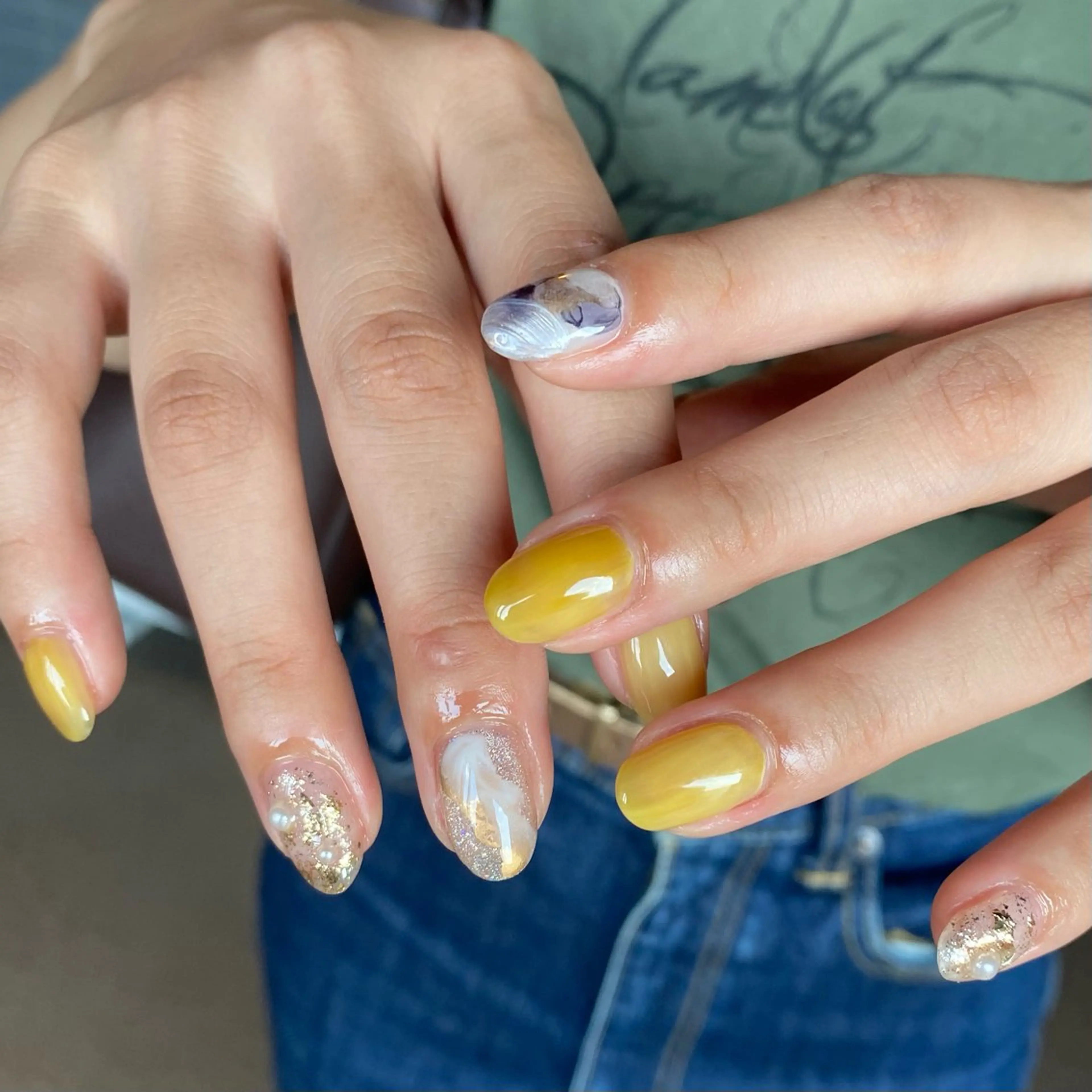 ネイル ニュアンスネイル ハンドネイル amuse 手書きニュアンスのネイルデザイン