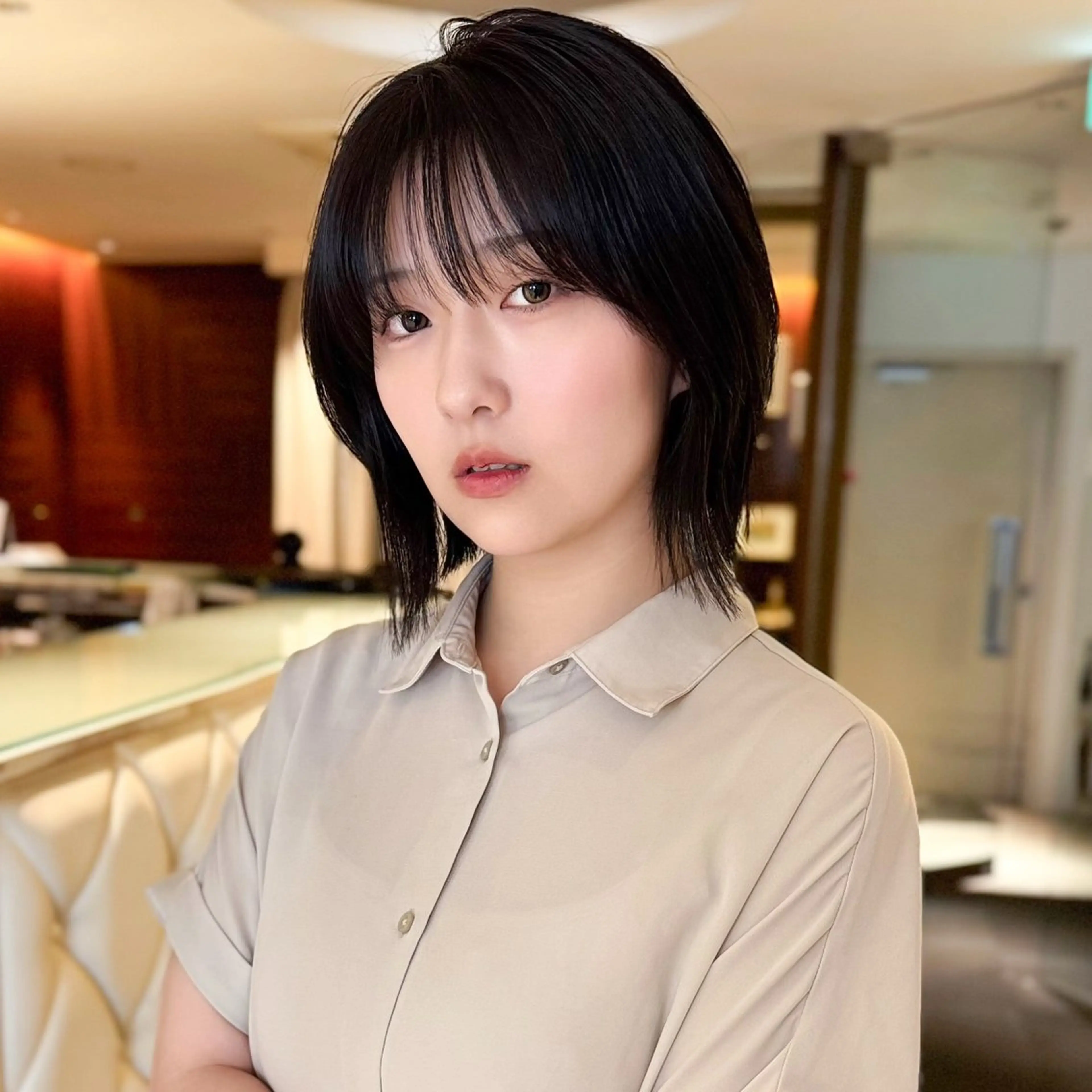 ショート ボブレイヤー ボブ 韓国風ヘア レイヤーカット モデル募集/山田蓮/ レイヤーボブのヘアスタイル