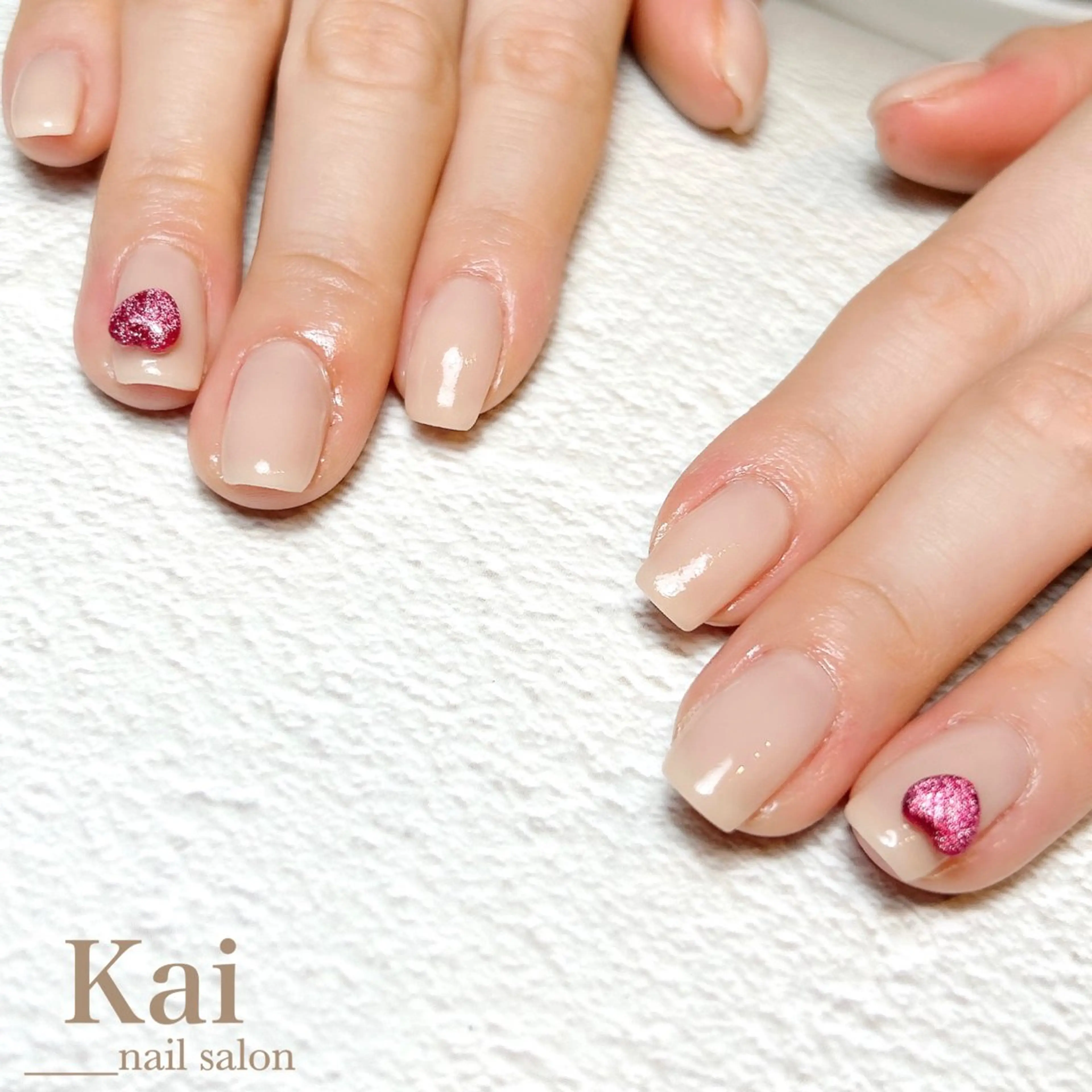 ネイル ハート 韓国ネイル マグネットネイル ニュアンスネイル 赤色 ハンドネイル Kai  nail Mayukoのネイルデザイン