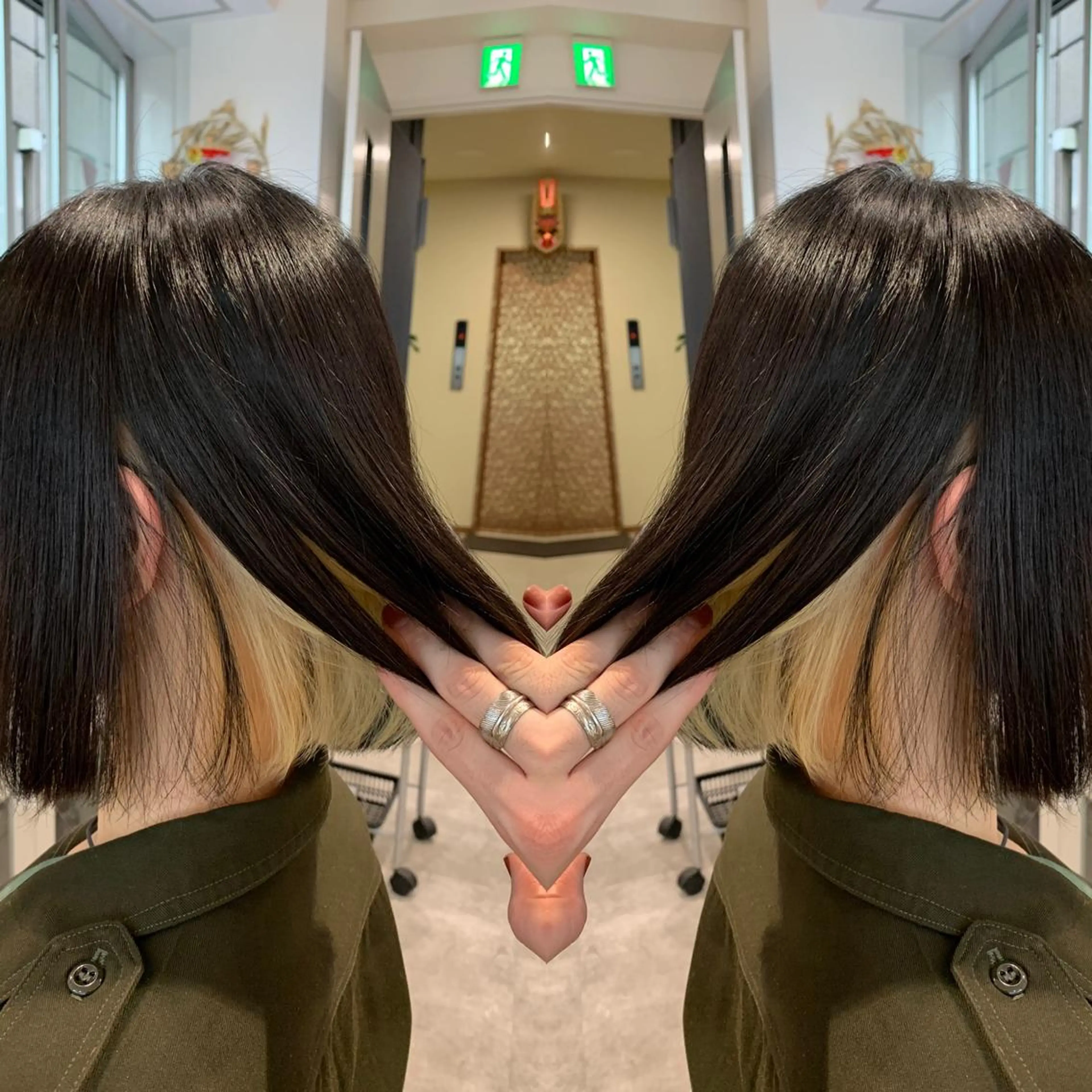 ショート カラー アッシュ バレイヤージュ ベージュカラー ブロンド ブルーカラー レイヤーカット/ 艶カラー/RYOMAのヘアスタイル