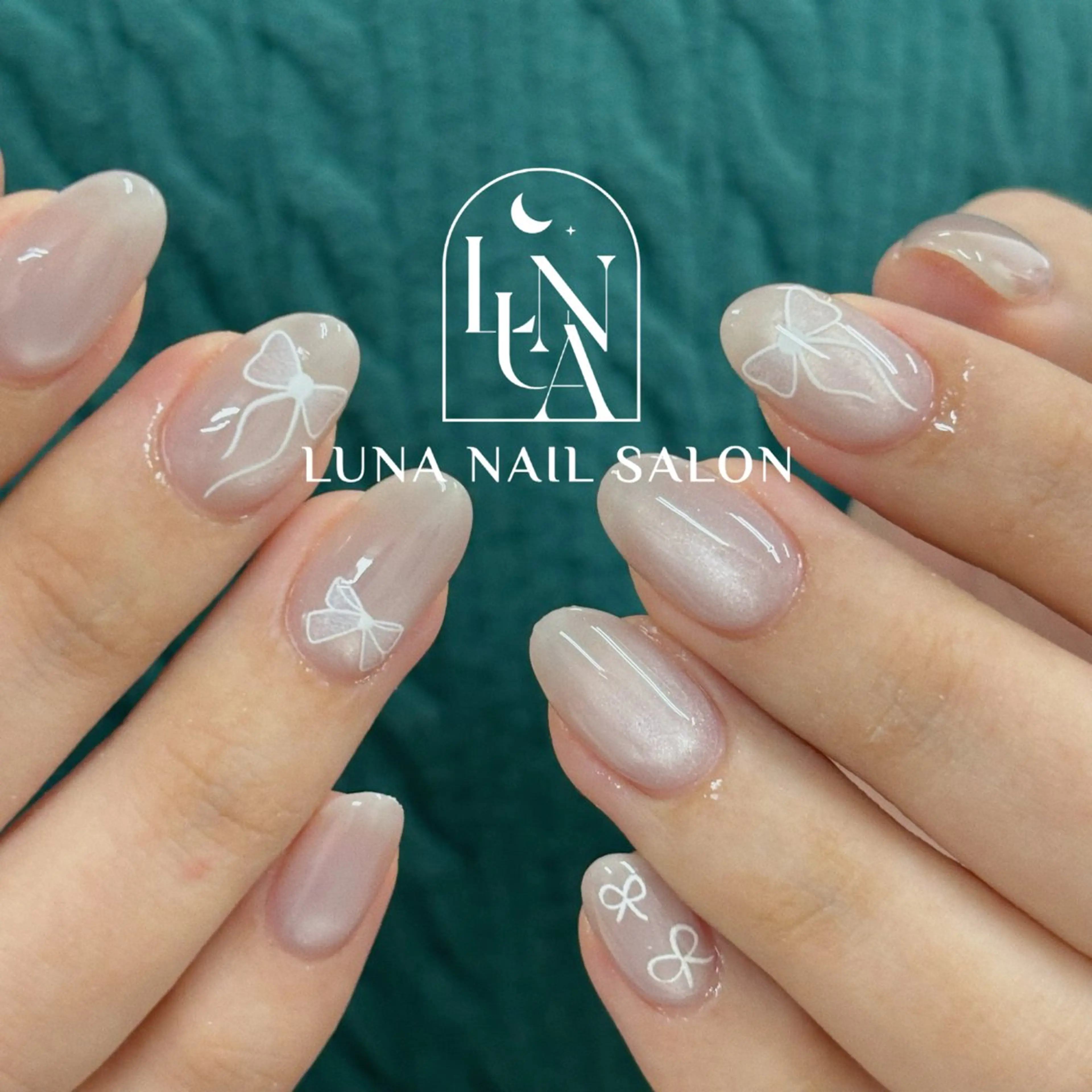 ネイル アートネイル フレンチネイル ジェルネイル ガラスフレンチ 韓国ネイル ハンドネイル ハンドケア LUNA Nail salon💕のネイルデザイン